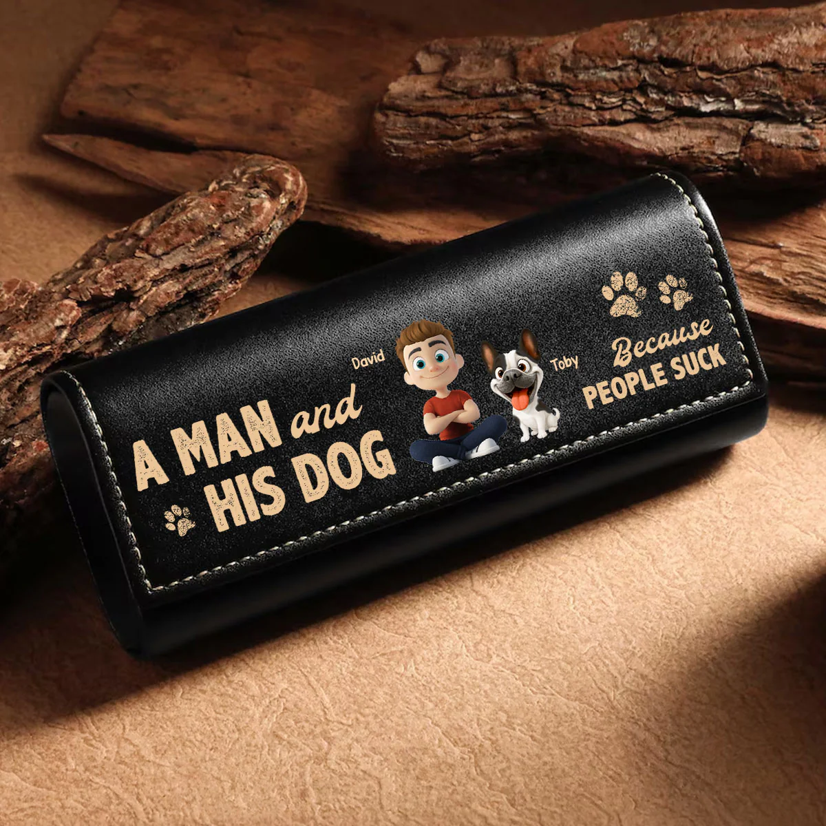 Best Dad And No One Else - Personalized Custom Leather Eyeglass Case - Image 5