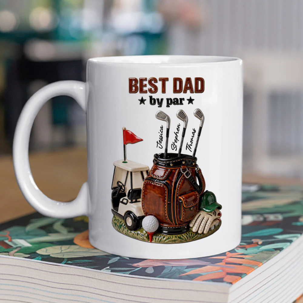 Best Dad By Par Golf - Personalized Custom 3D Effect Mug - Image 2