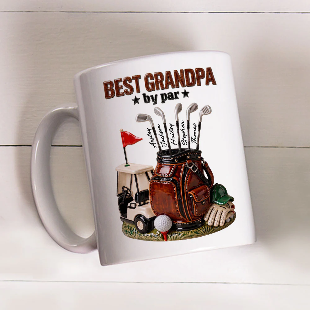 Best Dad By Par Golf - Personalized Custom 3D Effect Mug - Image 3