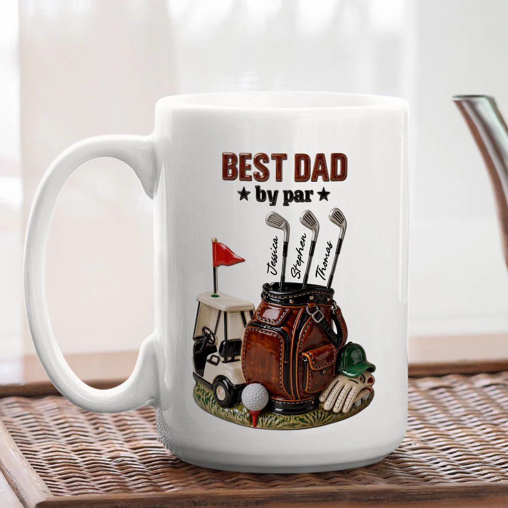 Best Dad By Par Golf - Personalized Custom 3D Effect Mug - Image 4