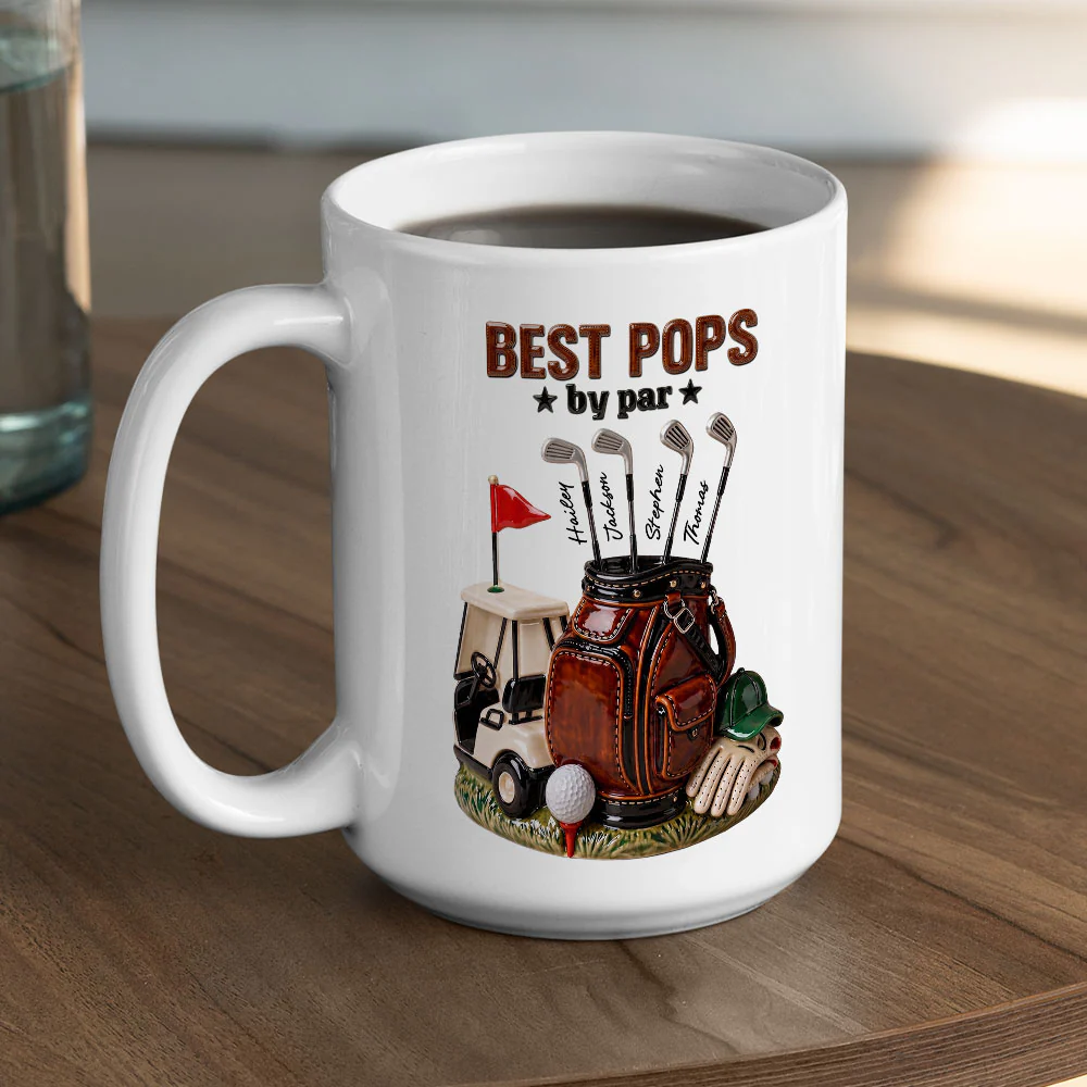 Best Dad By Par Golf - Personalized Custom 3D Effect Mug - Image 5