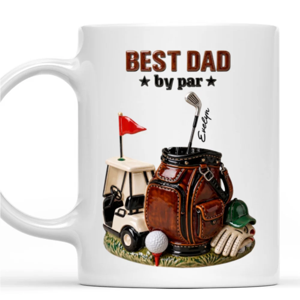 Best Dad By Par Golf - Personalized Custom 3D Effect Mug - Image 7