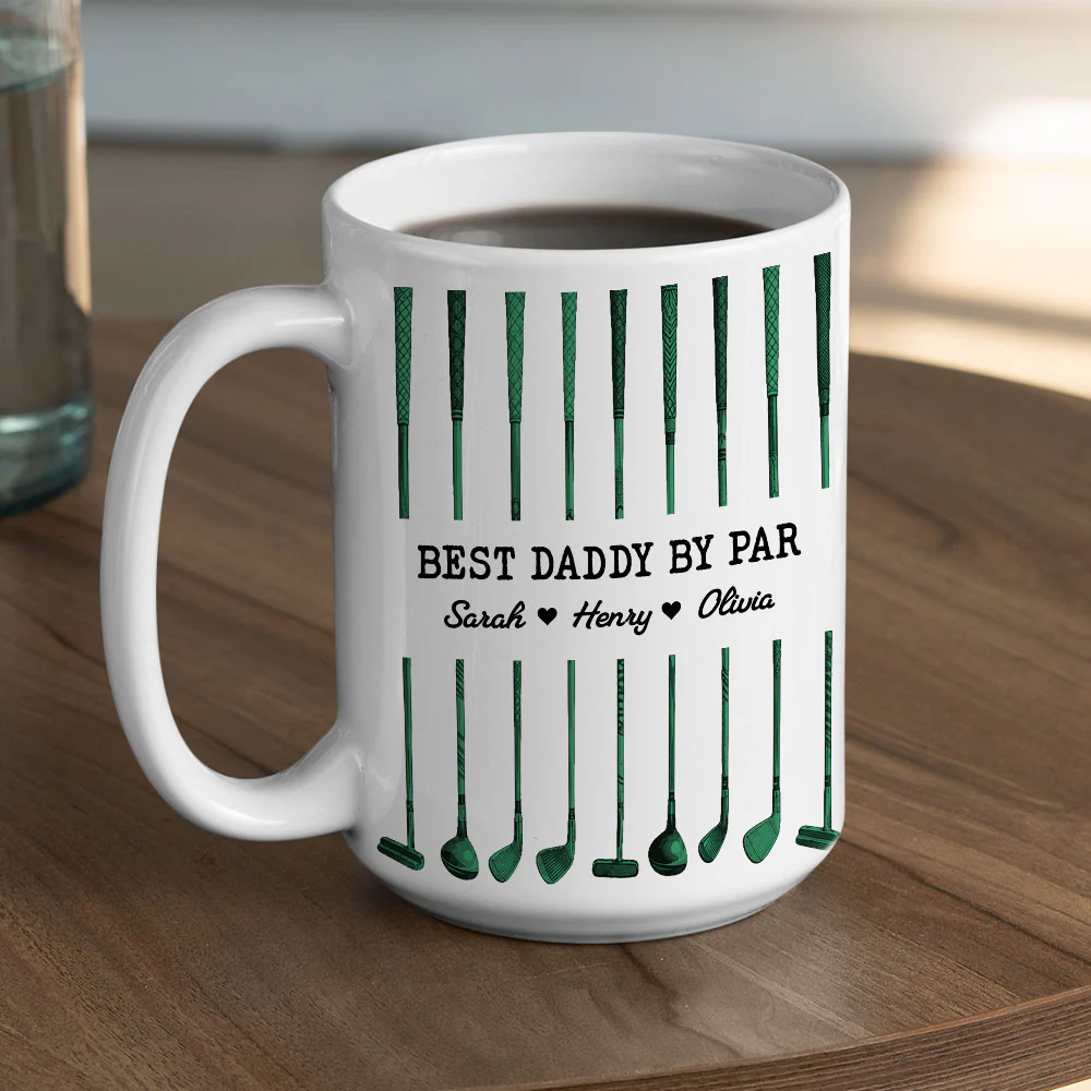 Best Dad By Par - Personalized Custom Coffee Mug - Image 5