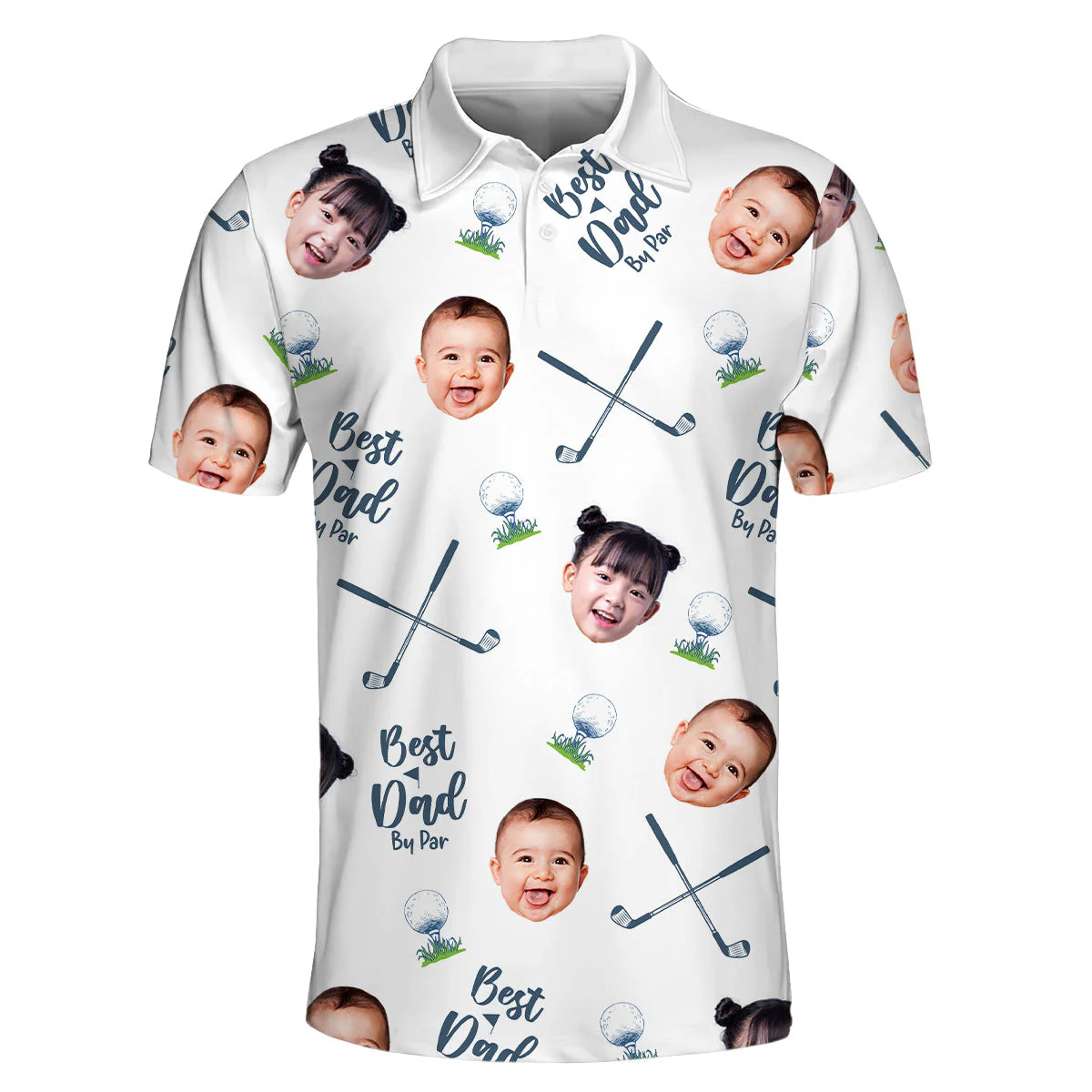 Best Dad By Par - Personalized Photo Polo Shirt - Customized Goft Shirt, Father's Day, Gift For Dad