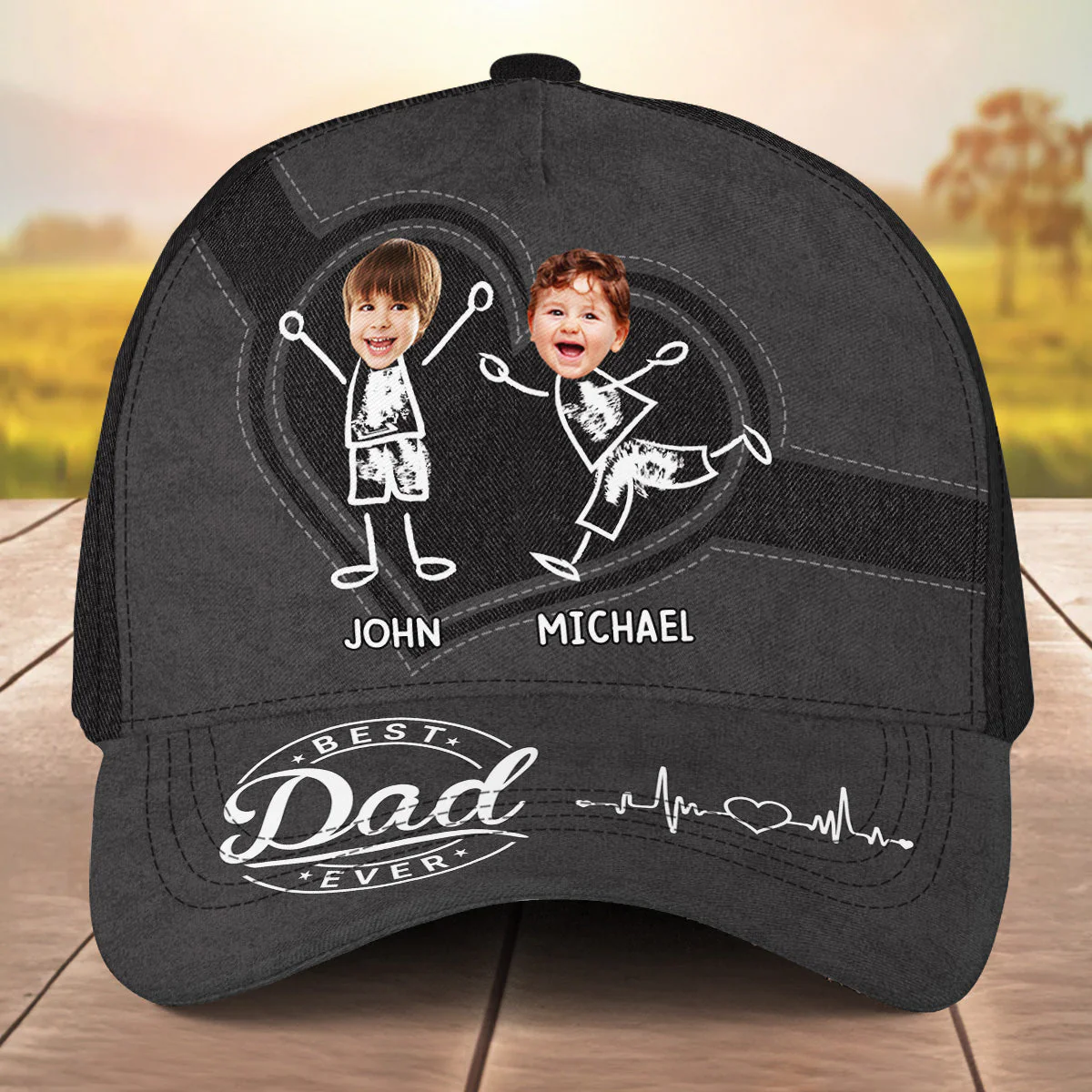 Best Dad Ever Custom Face - Personalized Classic Cap - Image 2