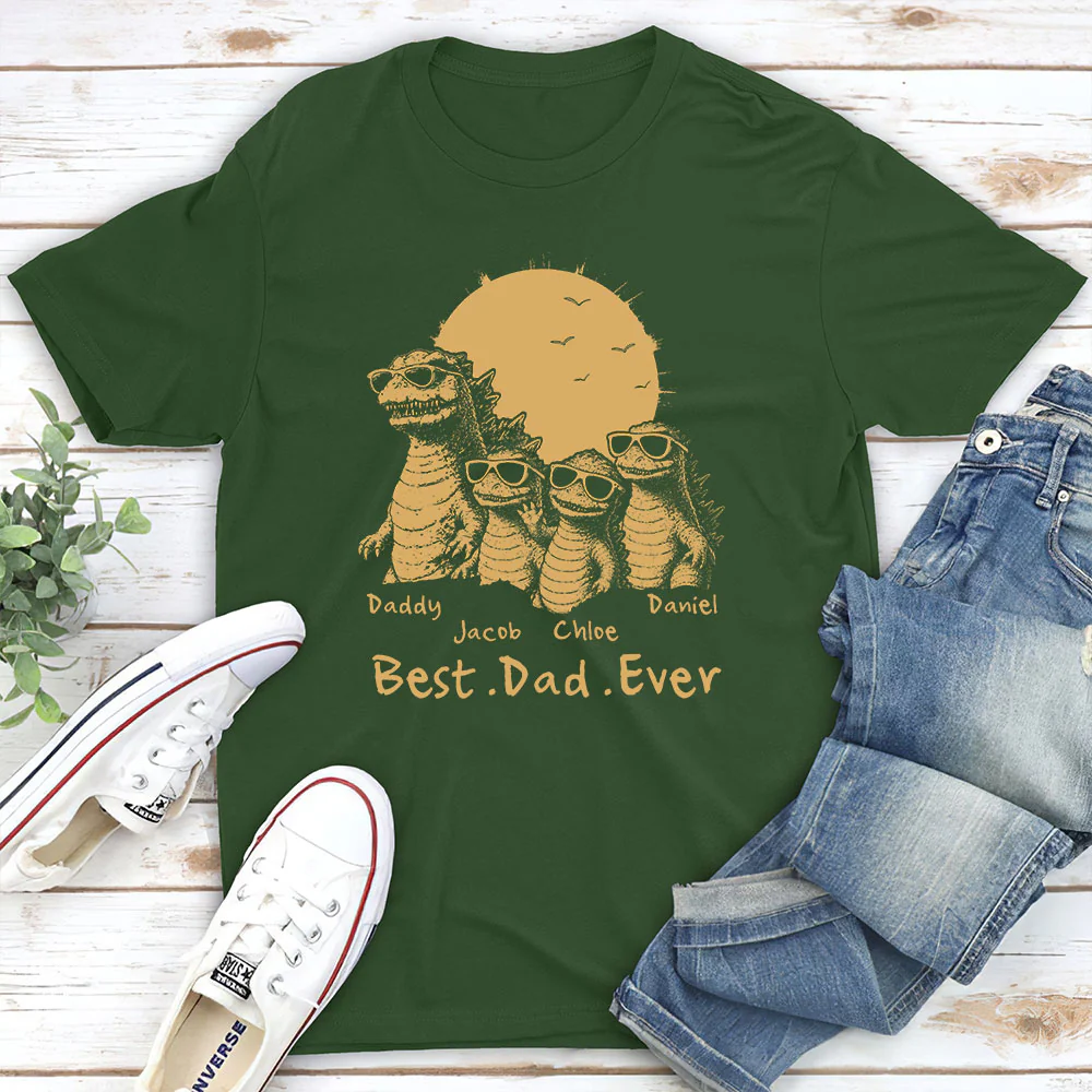 Best Dad Ever Dinosaur - Personalized Custom Shirt - Image 3