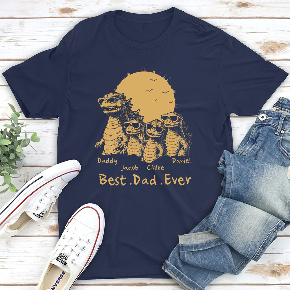 Best Dad Ever Dinosaur - Personalized Custom Shirt - Image 4
