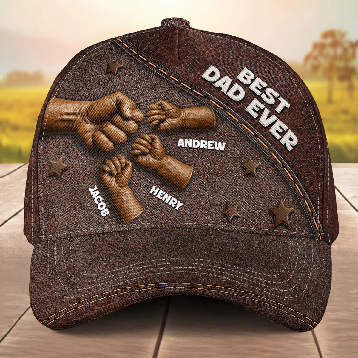 Best Dad Ever Hands - Personalized Custom Classic Cap - Image 2