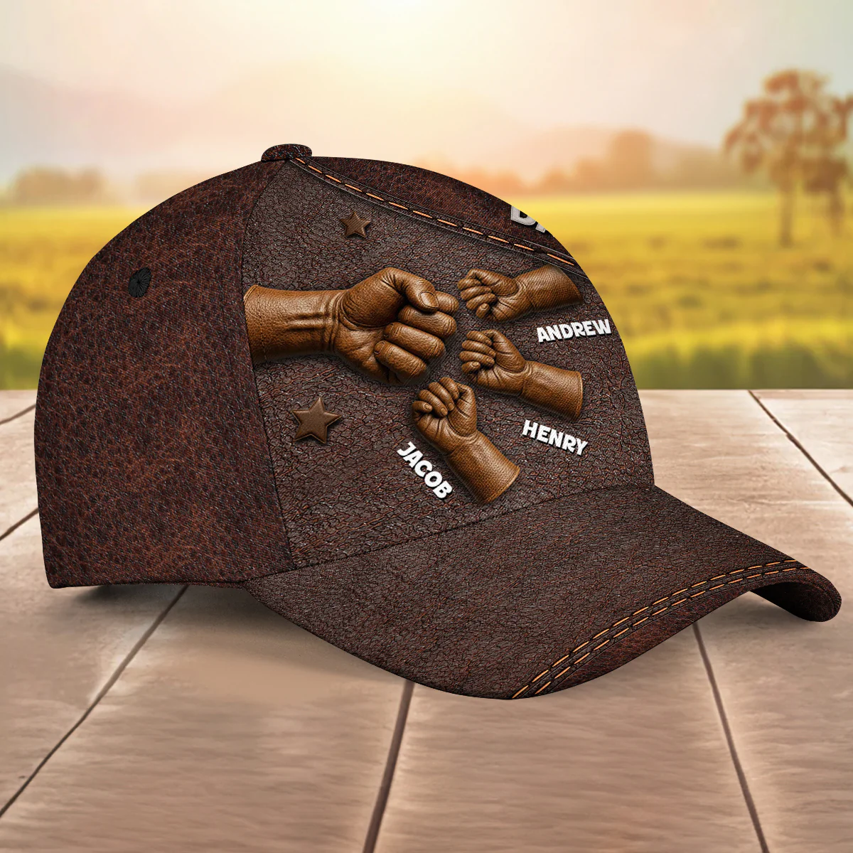 Best Dad Ever Hands - Personalized Custom Classic Cap - Image 4