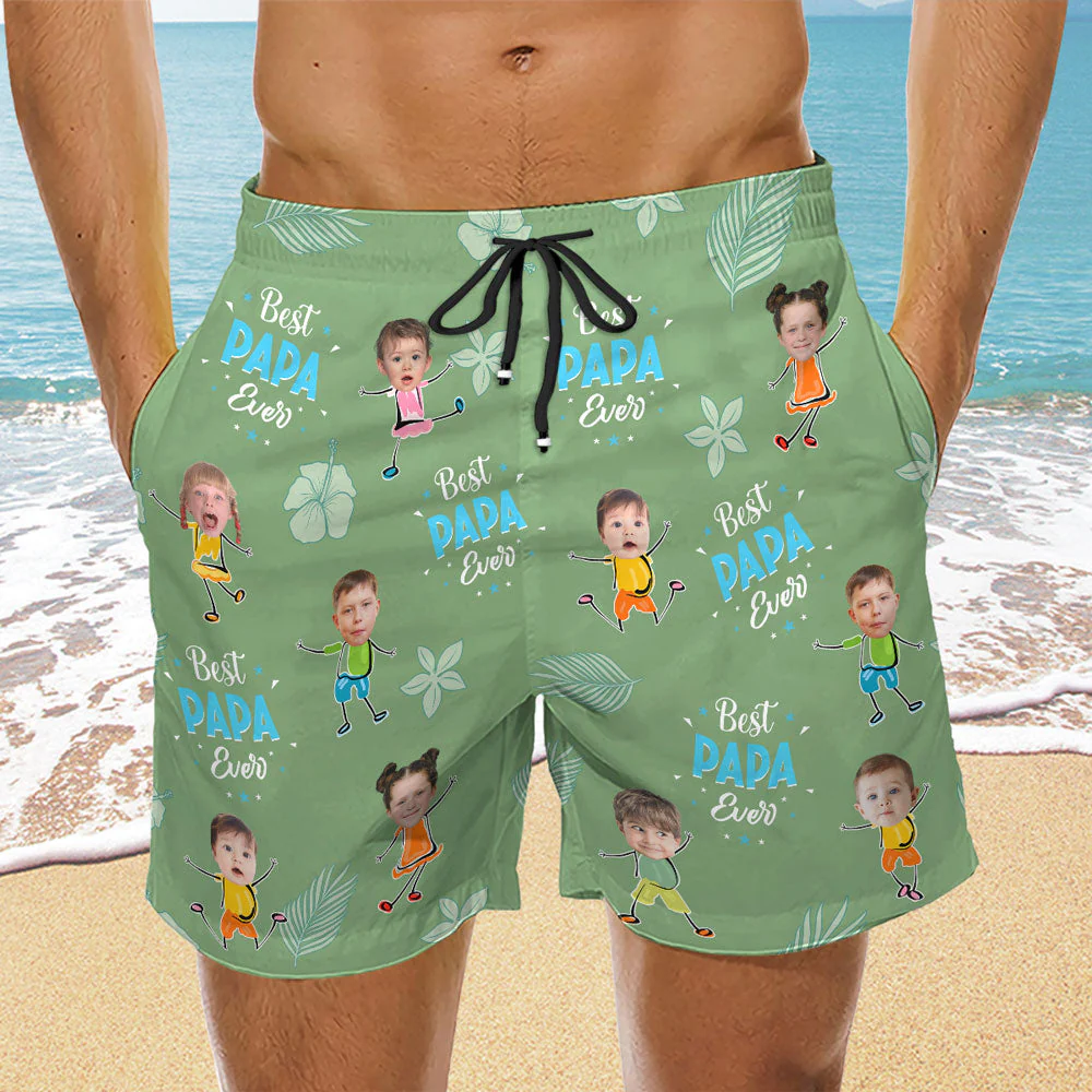 Best Dad Ever - Personalized Custom Beach Shorts - Image 4