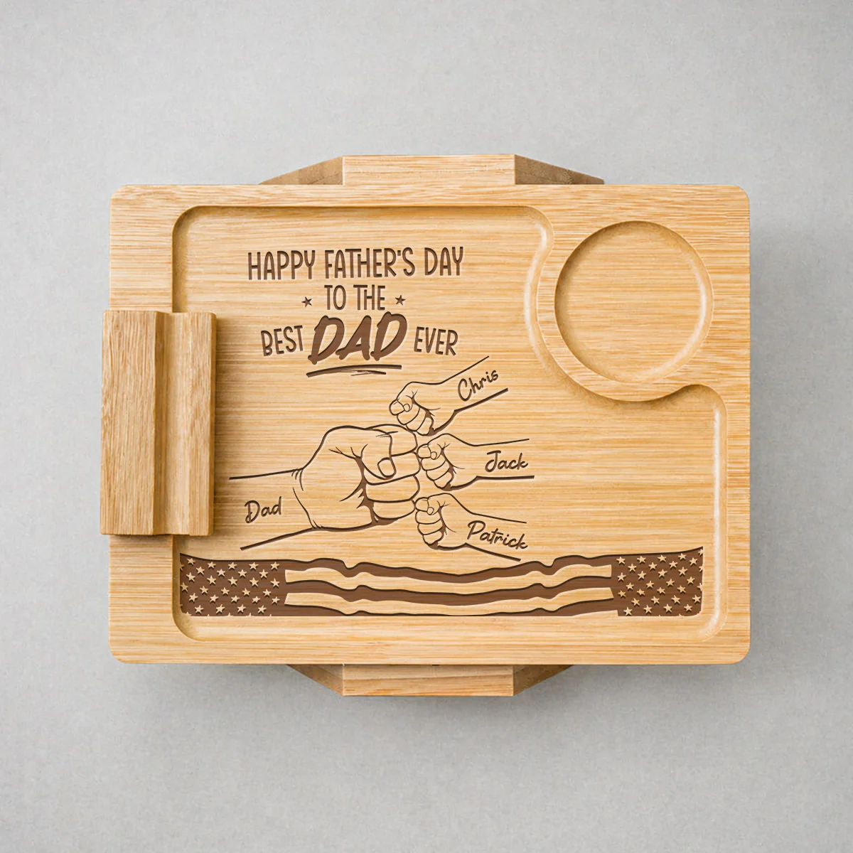 Best Dad Ever - Personalized Custom Engraved Wooden Couch Arm Table - Image 2