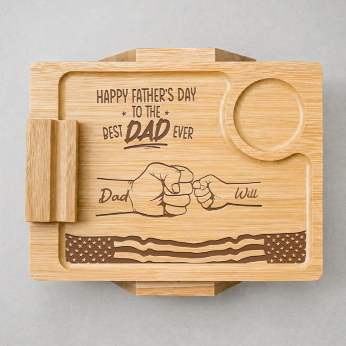 Best Dad Ever - Personalized Custom Engraved Wooden Couch Arm Table - Image 8