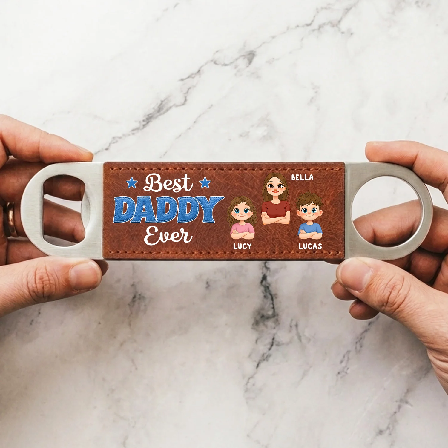 Best Dad Ever - Personalized Custom Leather Bottle Opener - Image 2