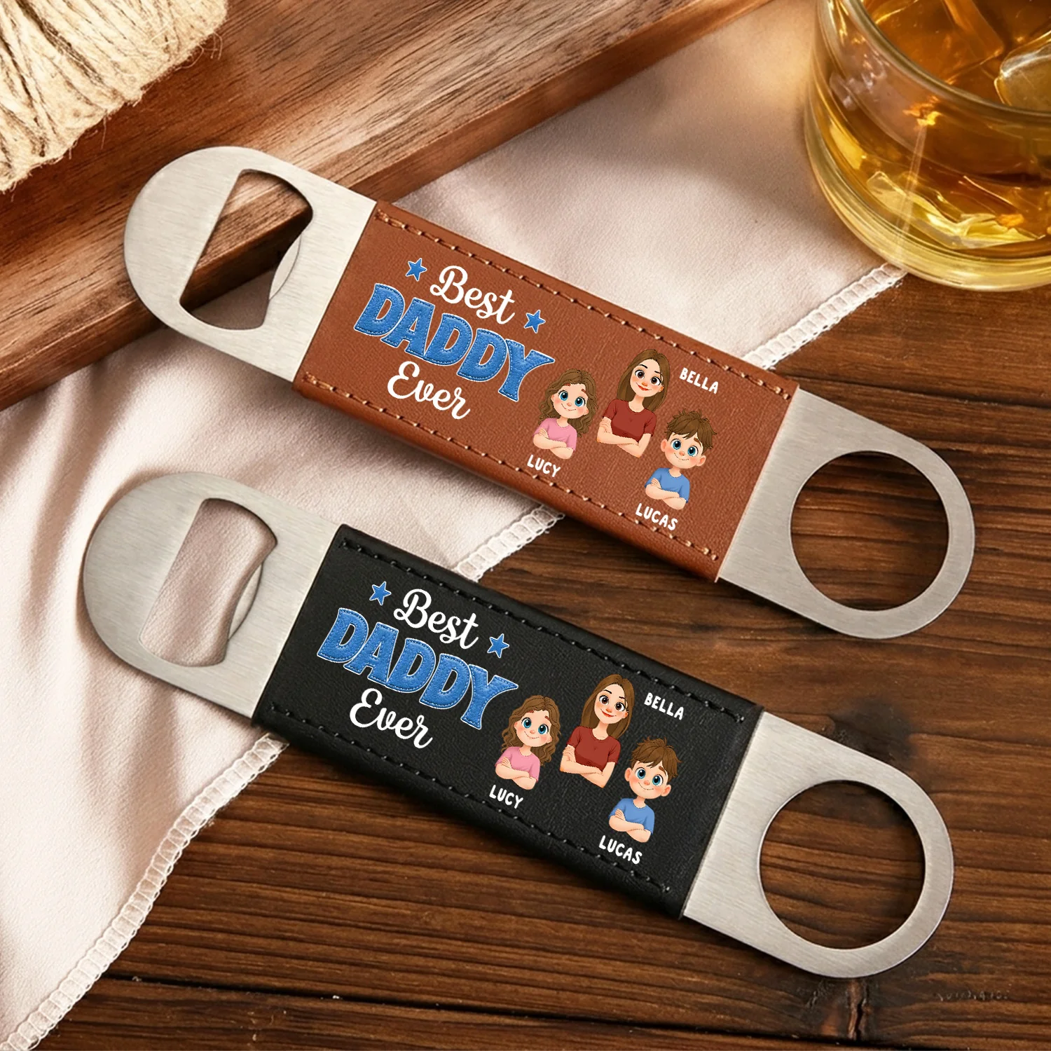 Best Dad Ever - Personalized Custom Leather Bottle Opener - Image 3