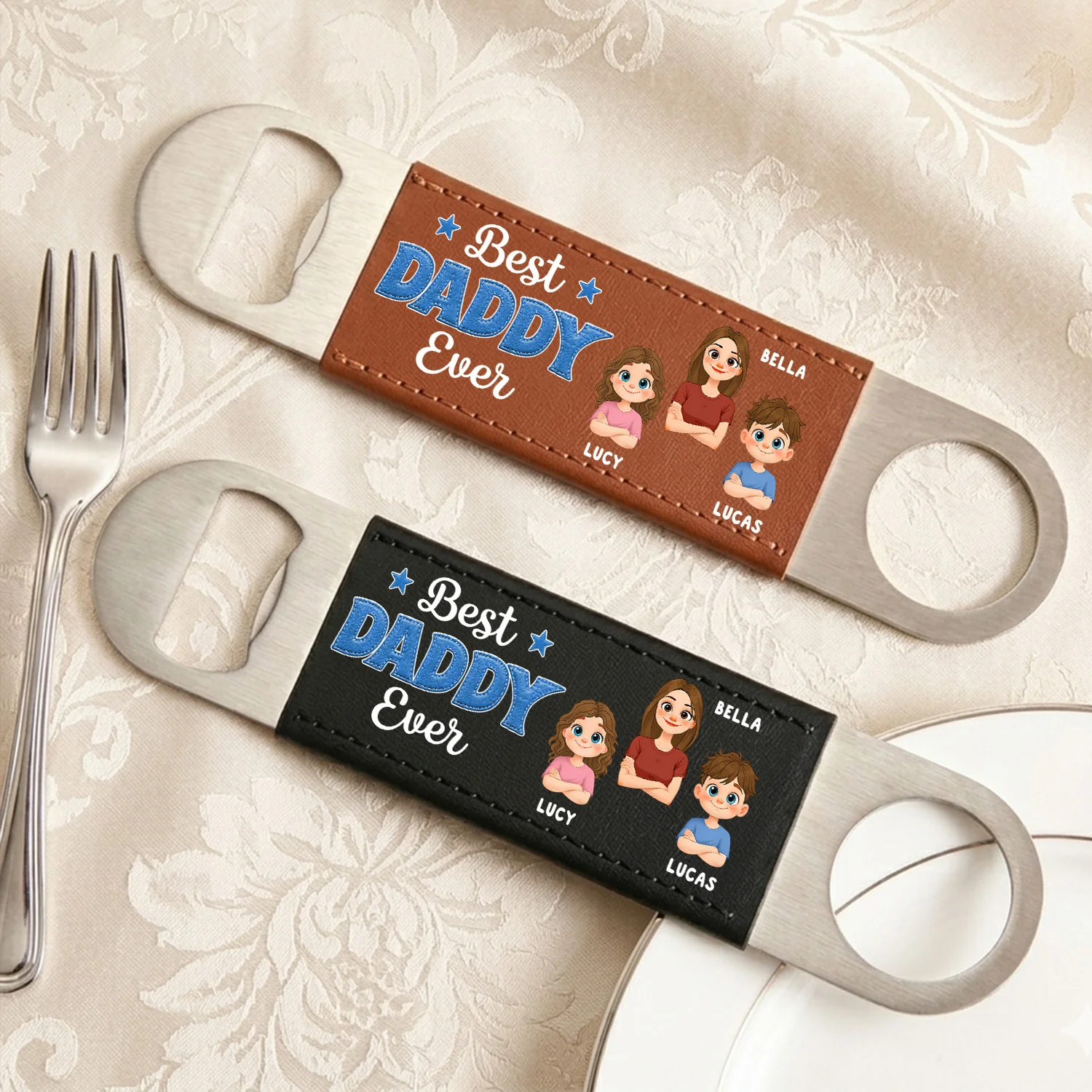 Best Dad Ever - Personalized Custom Leather Bottle Opener - Image 5