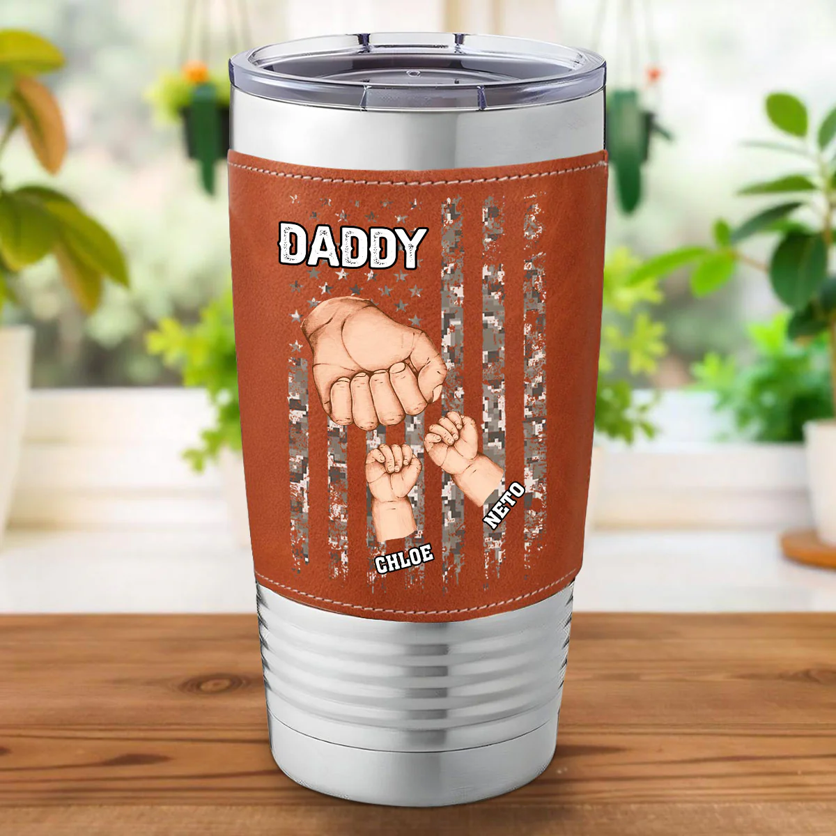 Best Dad Ever - Personalized Custom Leather Tumbler - Image 2