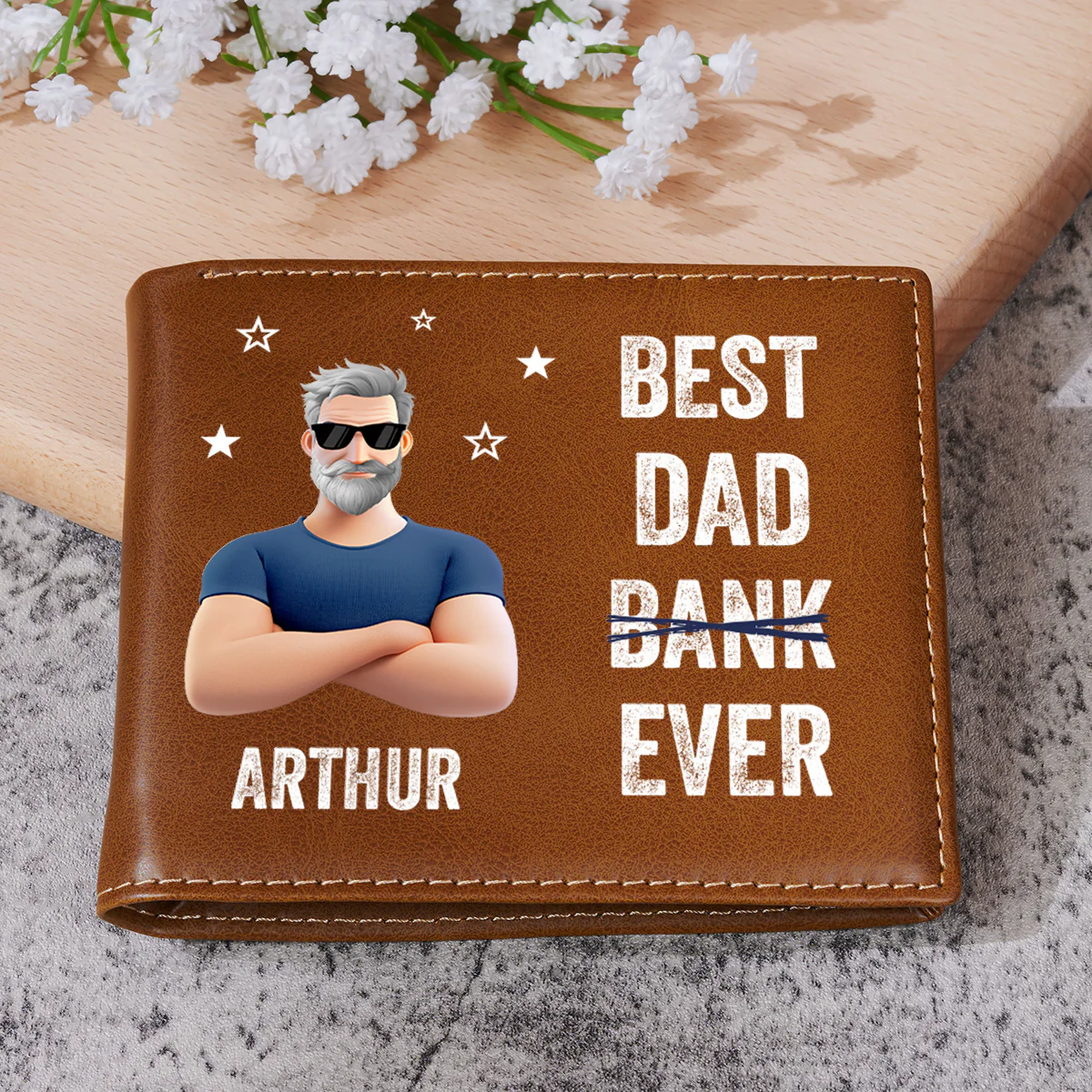Best Dad Ever - Personalized Custom Printed Men Leather Wallet - Image 2