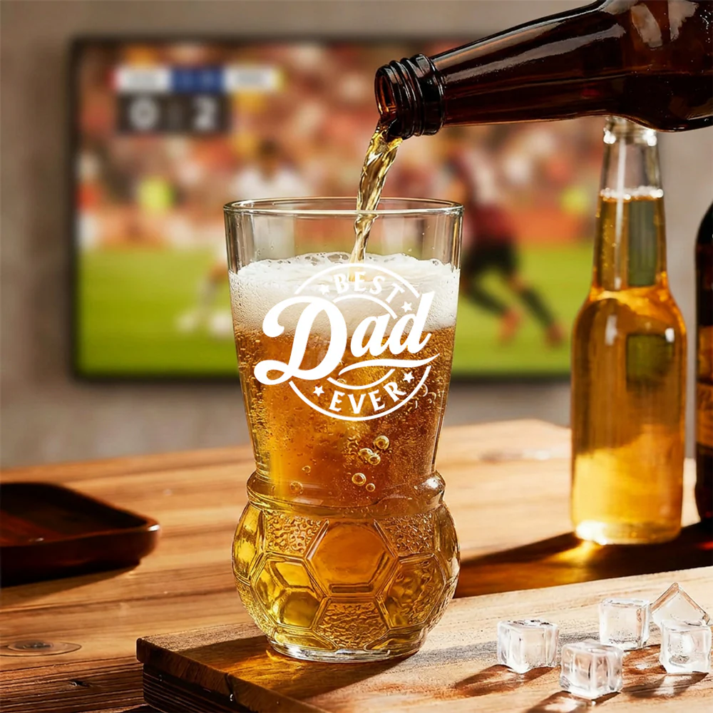 Best Dad Ever - Personalized Custom Football Beer Glass - Image 4