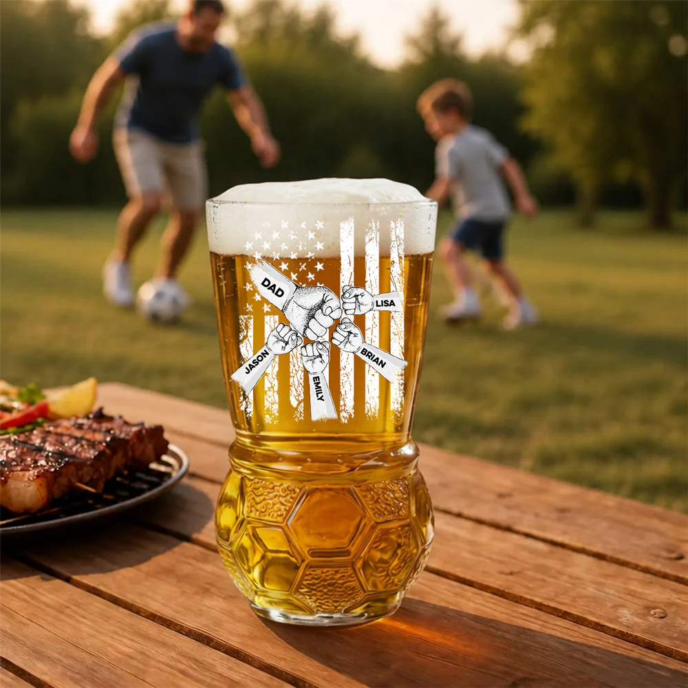 Best Dad Ever - Personalized Custom Football Beer Glass - Image 5