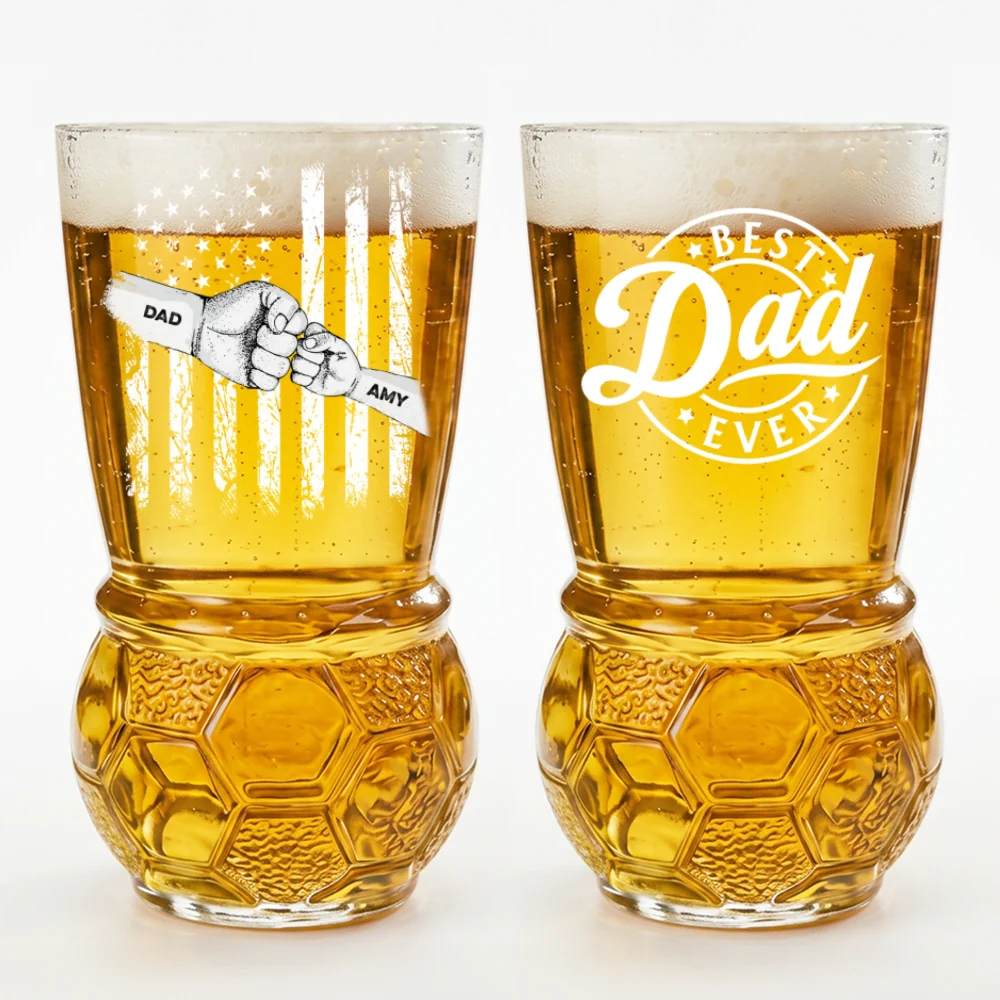 Best Dad Ever - Personalized Custom Football Beer Glass - Image 8