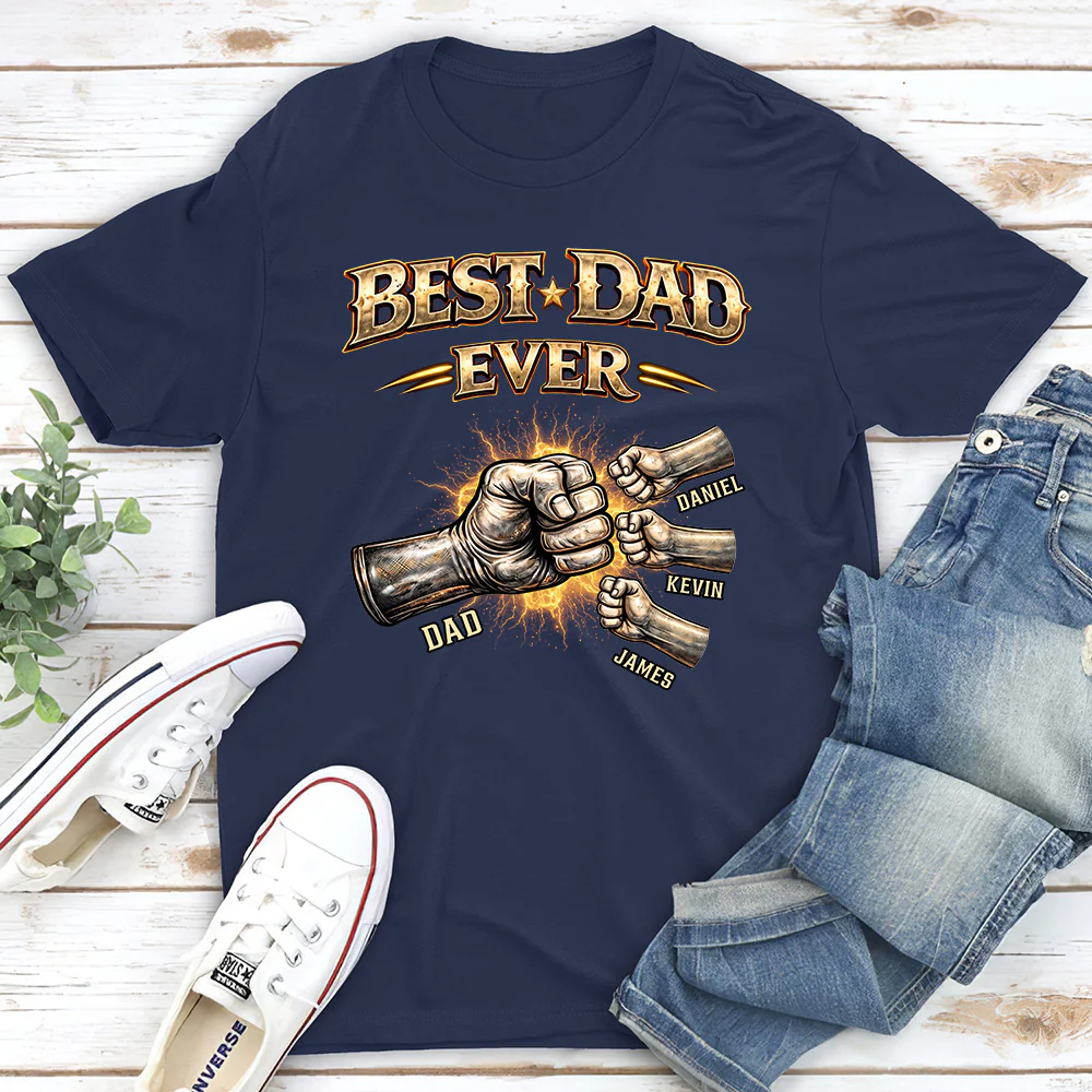 Best Dad Hand Bump - Personalized Custom Shirt - Image 2