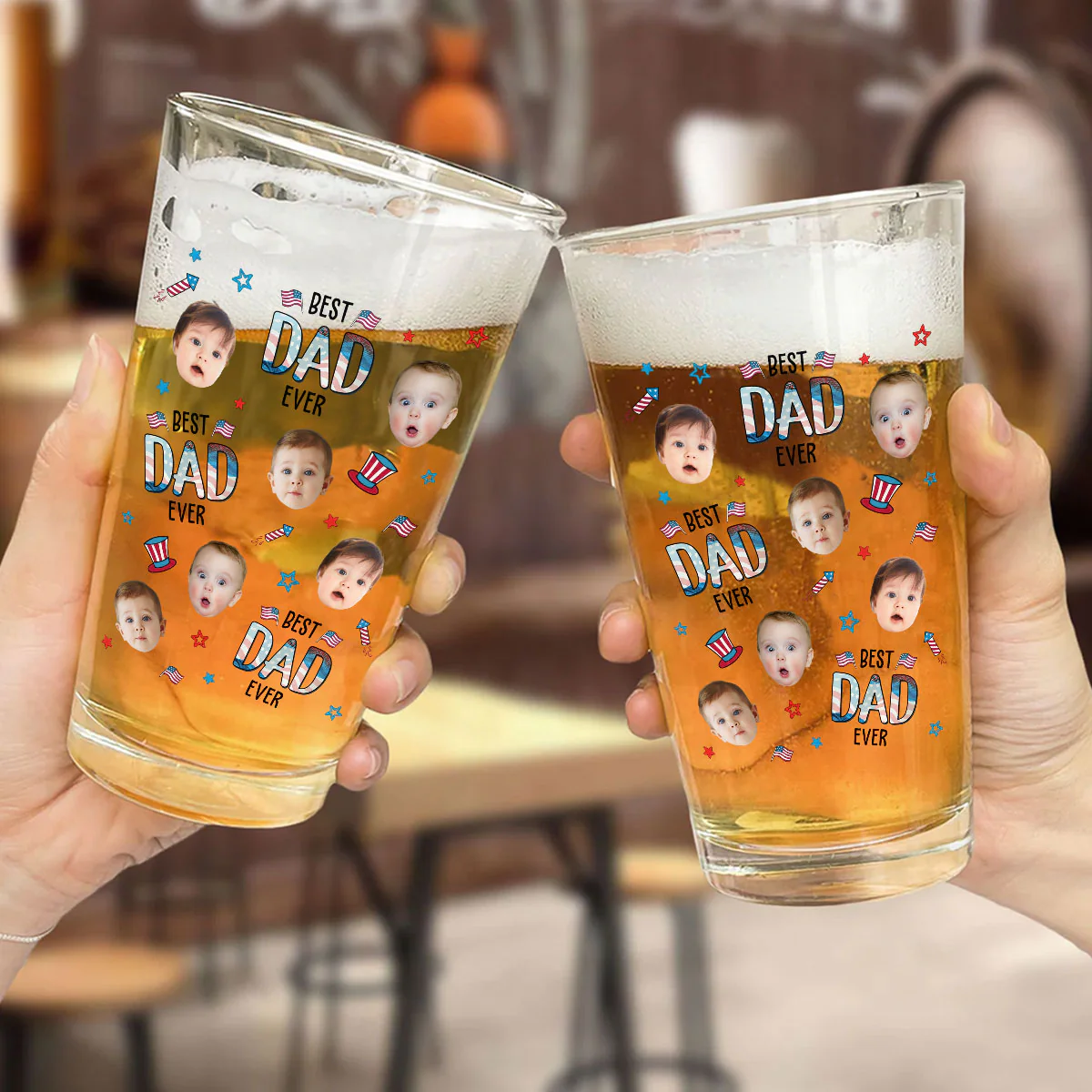 Best Dad In USA - Personalized Custom Beer Glass - Image 2