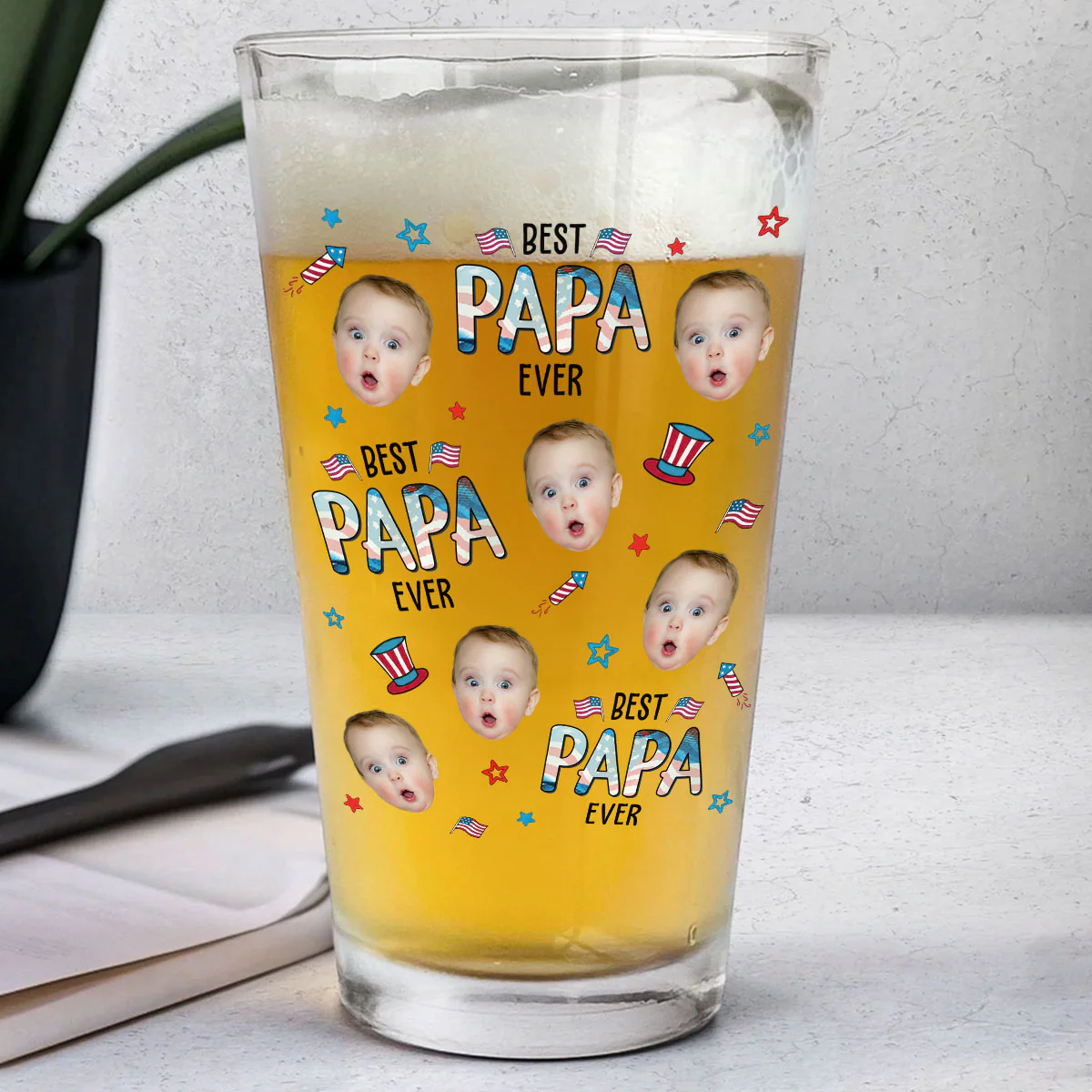 Best Dad In USA - Personalized Custom Beer Glass - Image 4