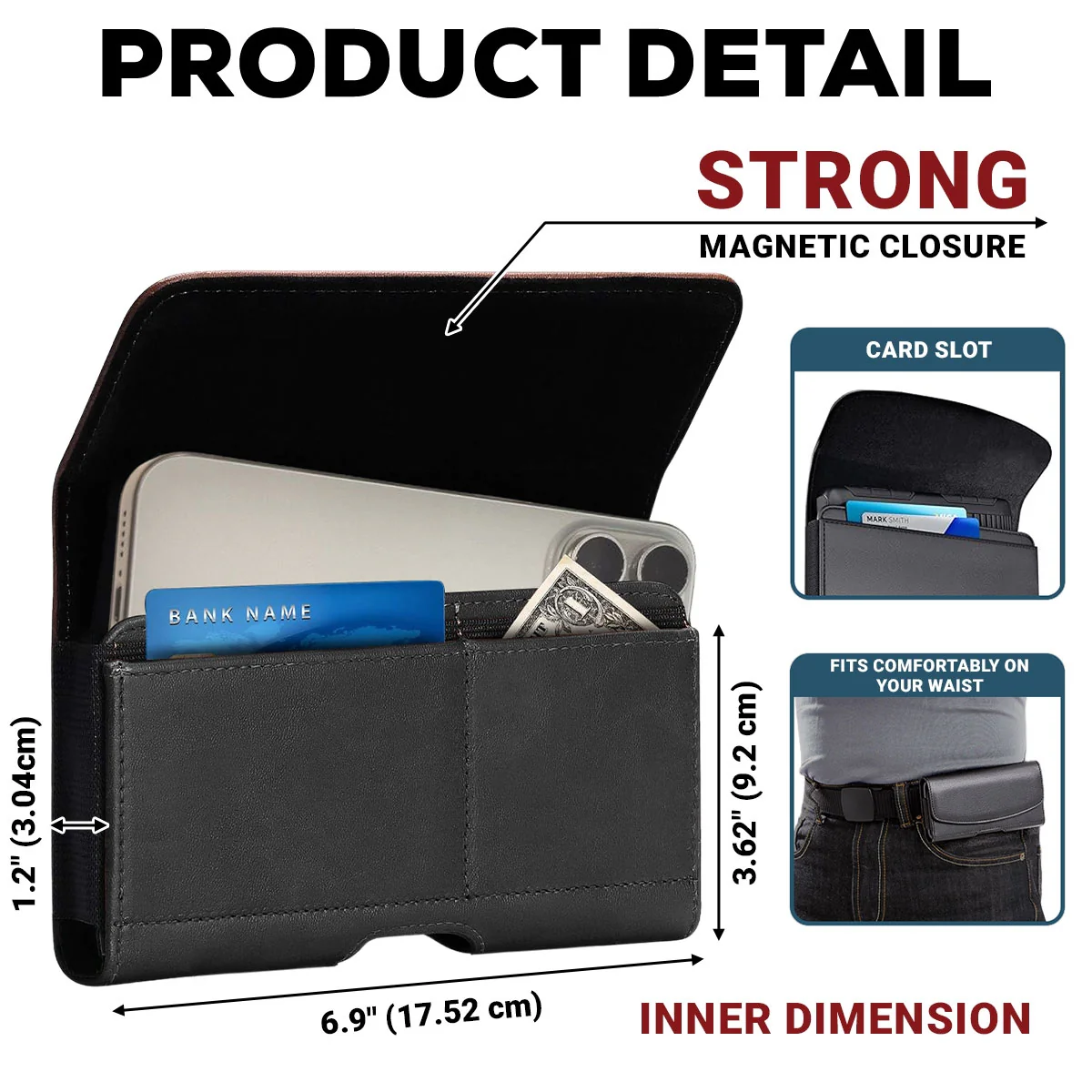 Best Dad - Personalized Custom Leather Phone And Card Holster - Image 3