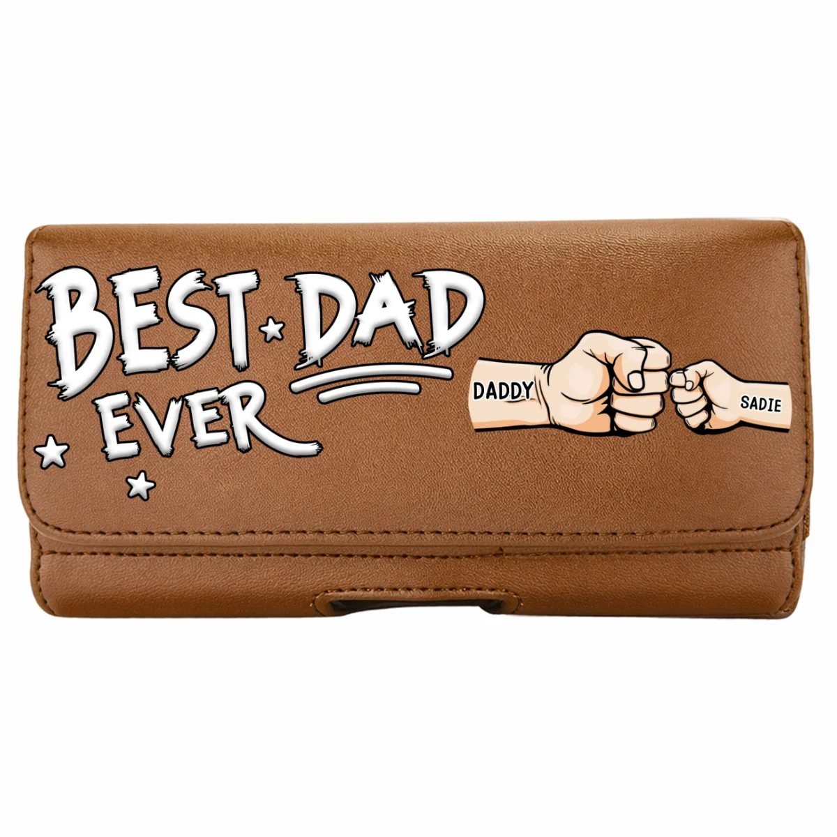 Best Dad - Personalized Custom Leather Phone And Card Holster - Image 9