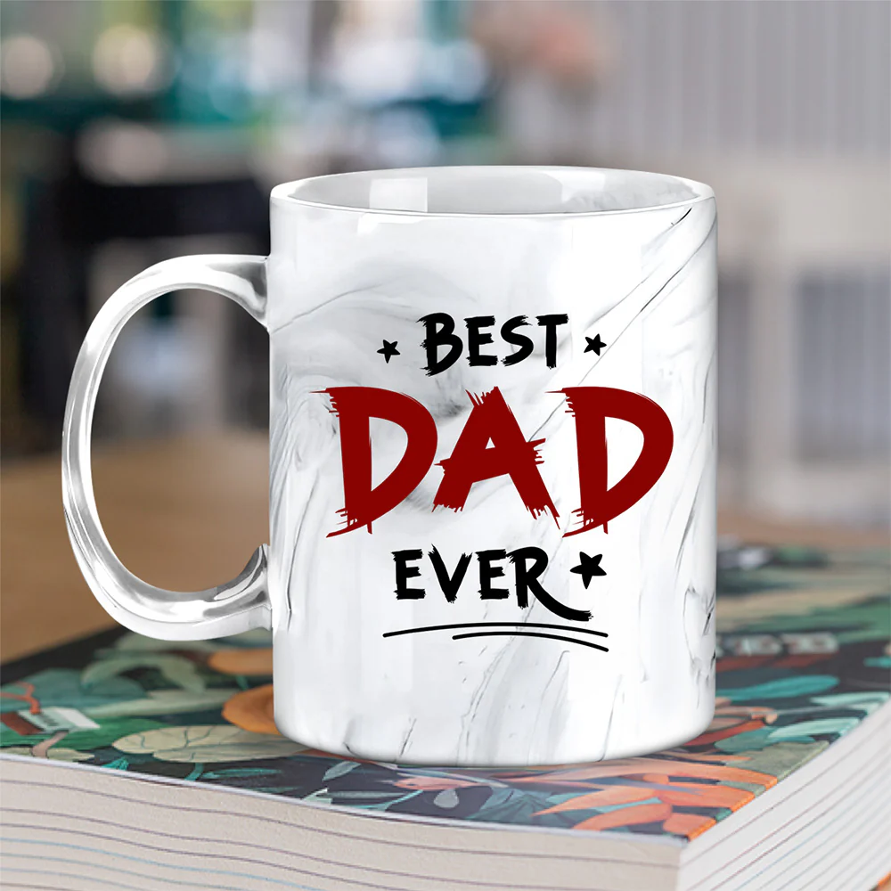 Best Daddy Ever - Personalized Custom Grey Marble Mug - Image 2