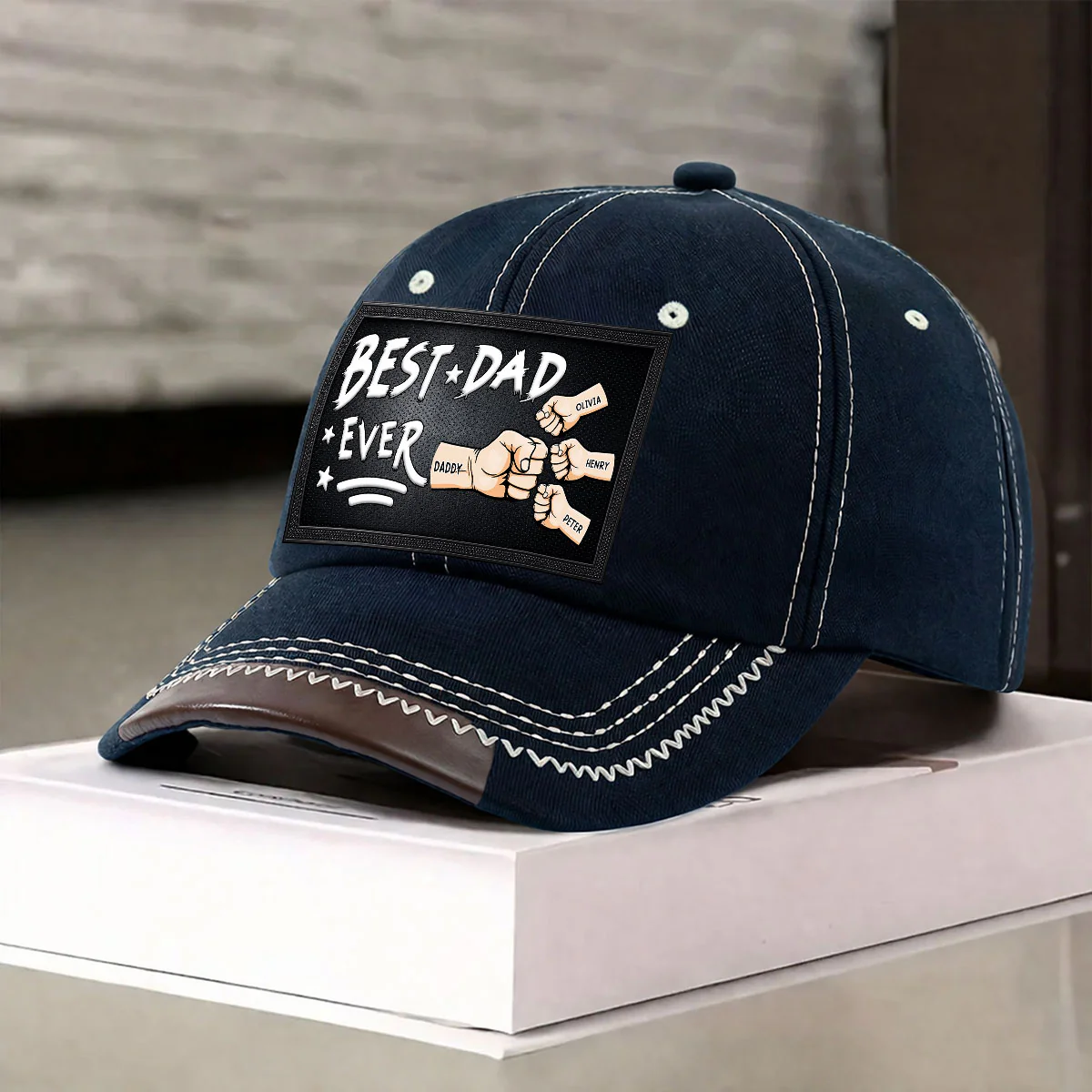 Best Daddy Ever - Personalized Custom Vintage Soft Baseball Cap - Image 3
