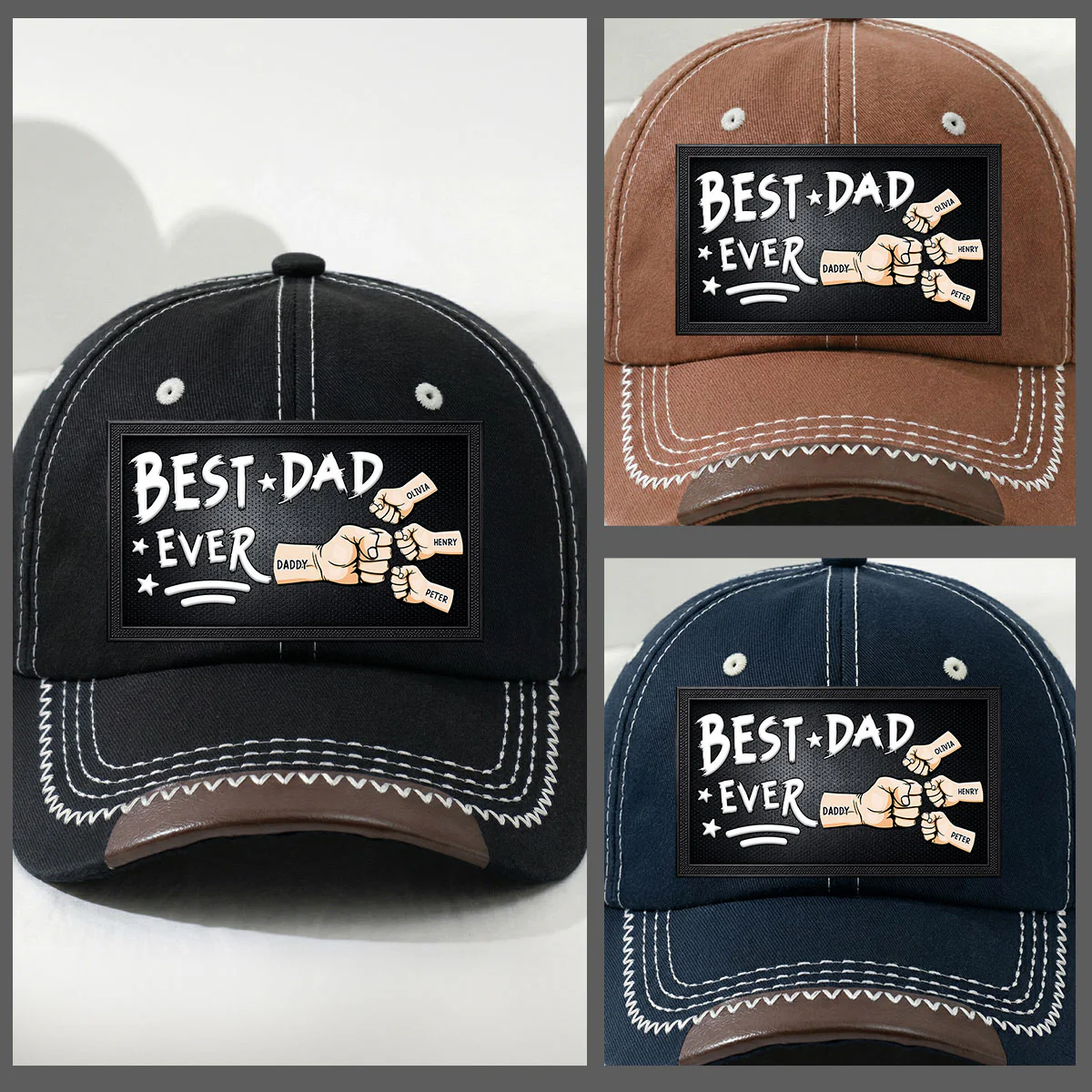 Best Daddy Ever - Personalized Custom Vintage Soft Baseball Cap - Image 4
