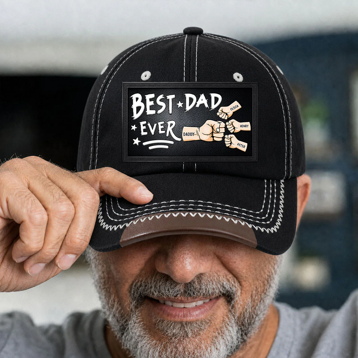 Best Daddy Ever - Personalized Custom Vintage Soft Baseball Cap - Image 7