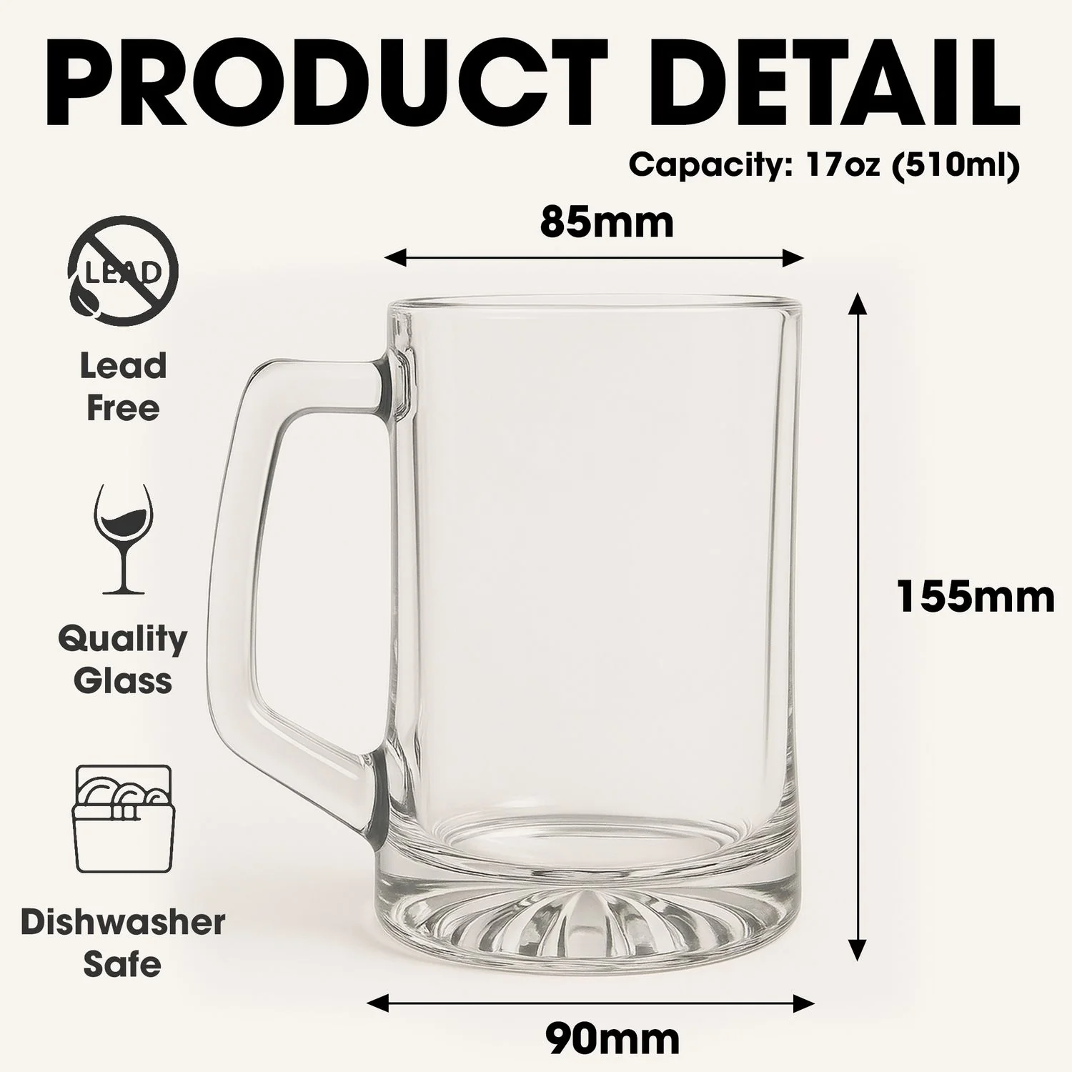 Best Dog Dad In The World Photo - Personalized Custom Beer Glass With Handle - Image 5
