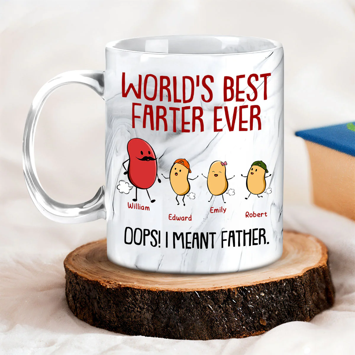 Best Farter Ever I Mean Father - Personalized Custom Grey Marble Mug - Image 4
