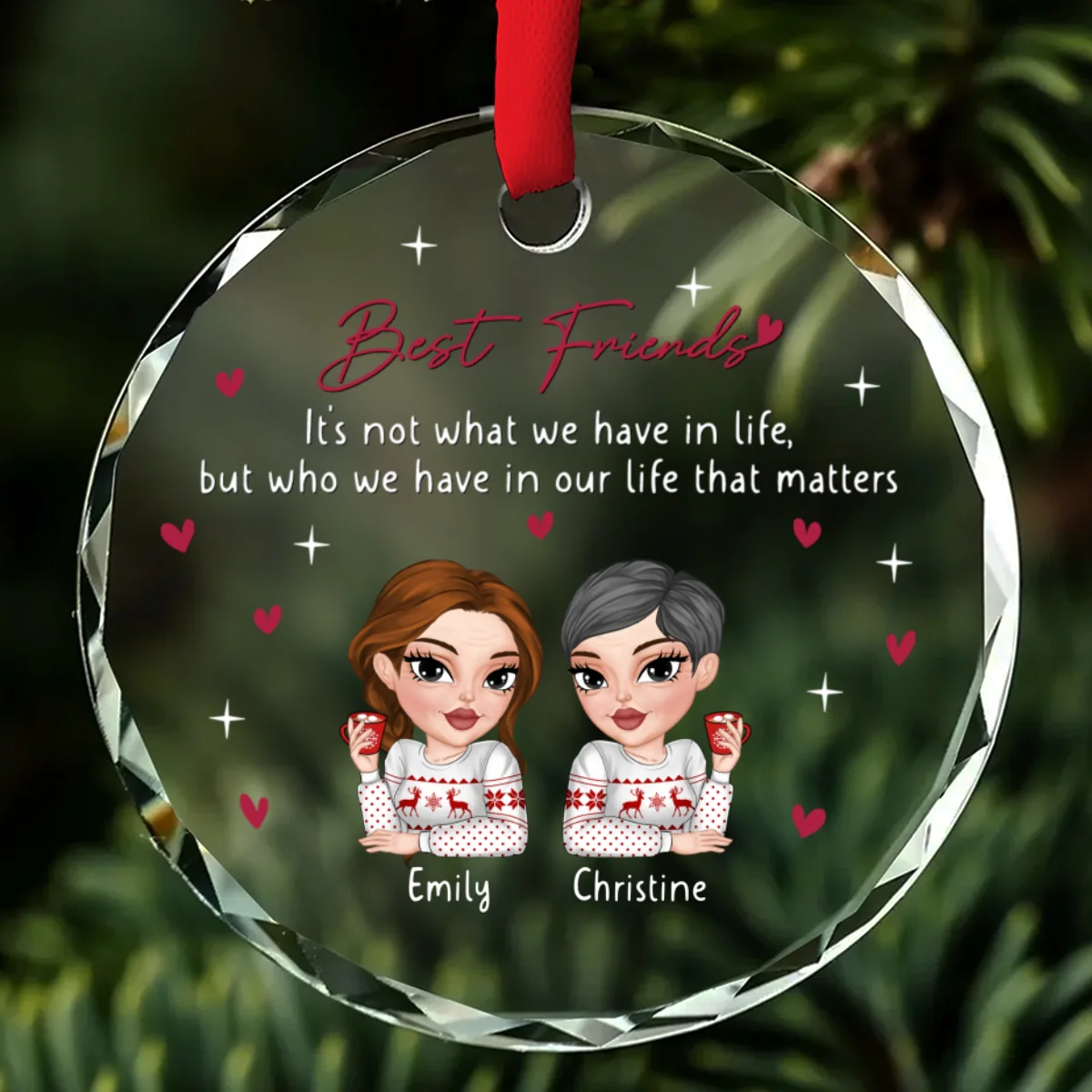 Best Friends In Our Life - Personalized Custom Glass Ornament - Image 6