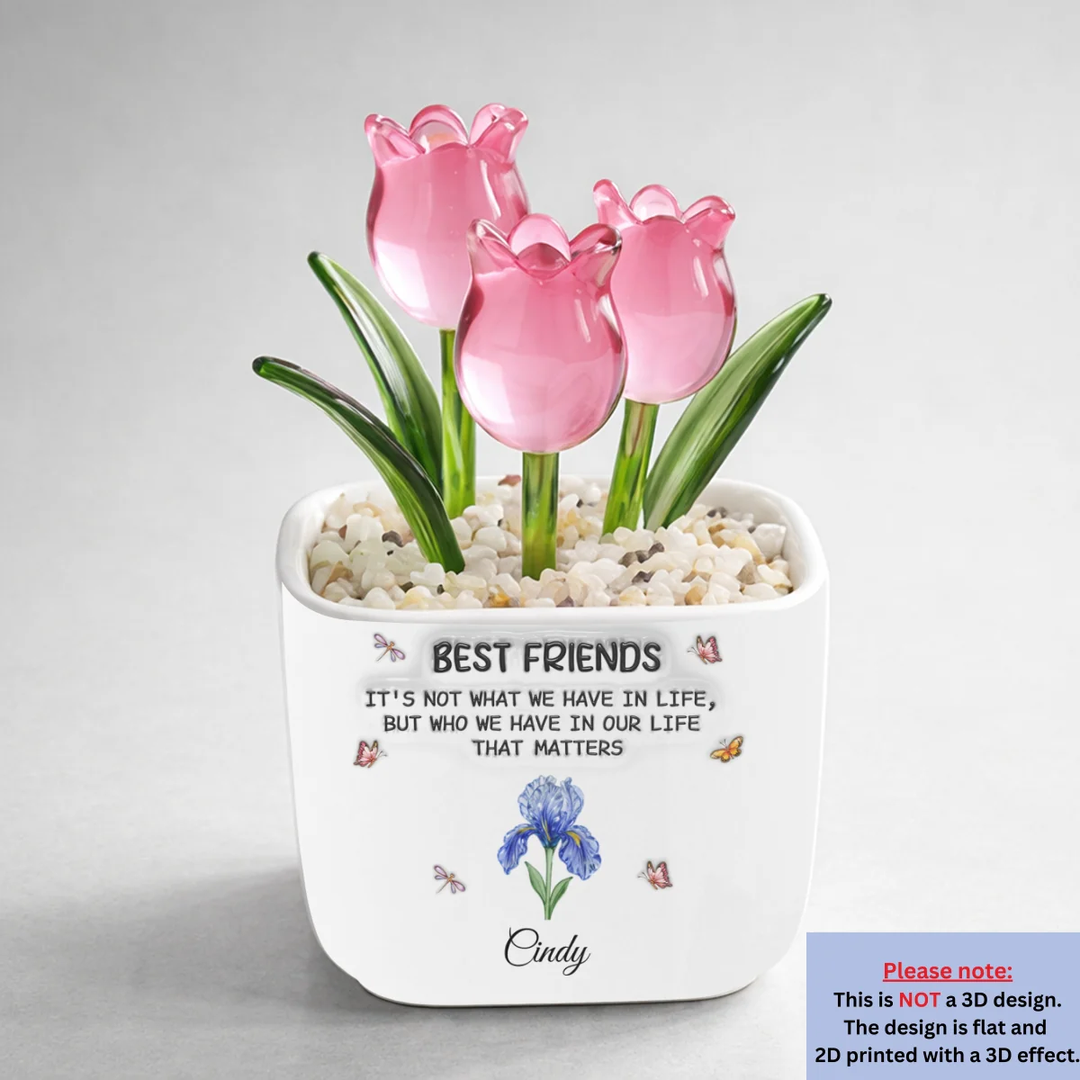 Best Friends - Personalized Custom 3D Inflated Effect Glass Everlasting Tulips - Image 8
