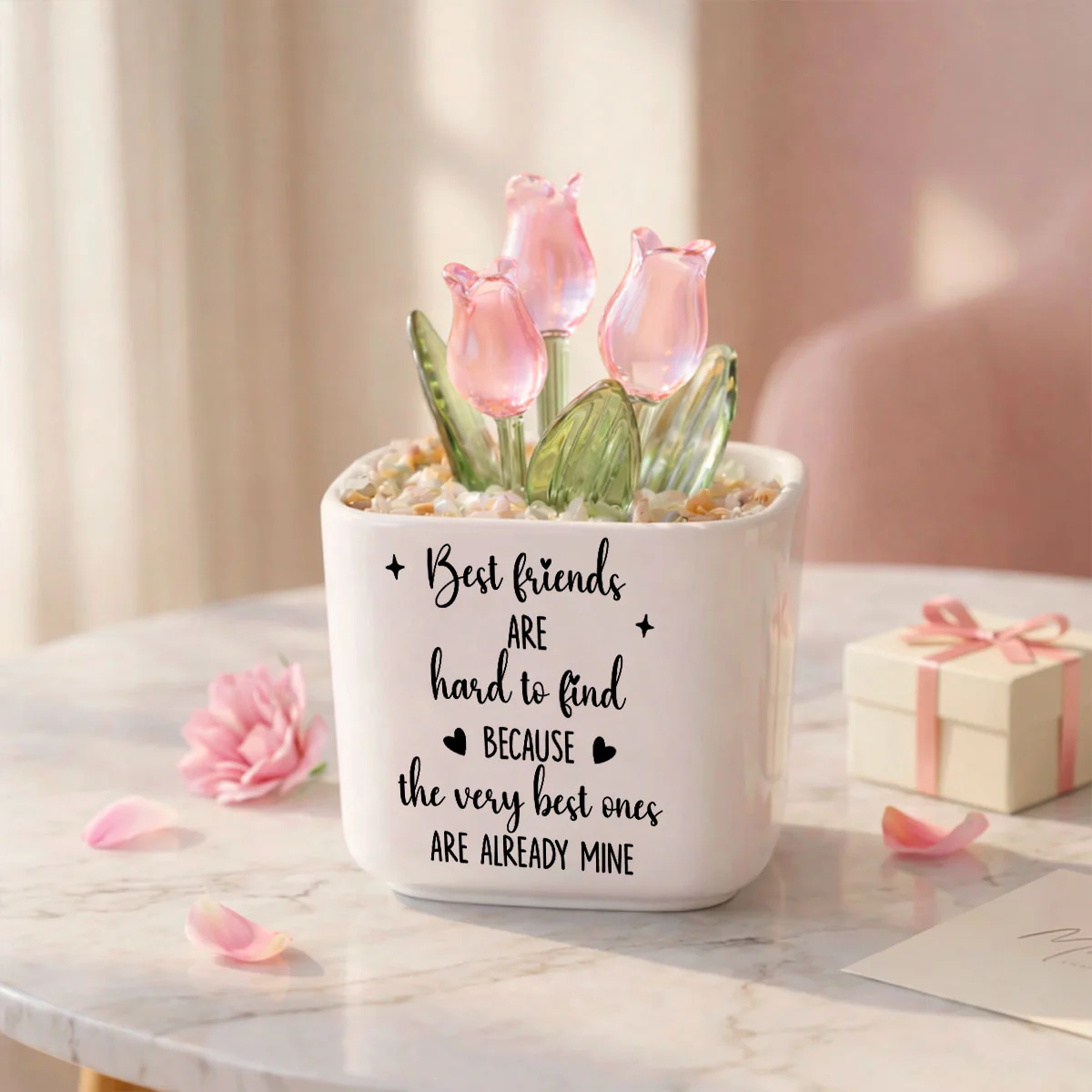 Best Friends - Personalized Custom Glass Everlasting Tulips - Image 9