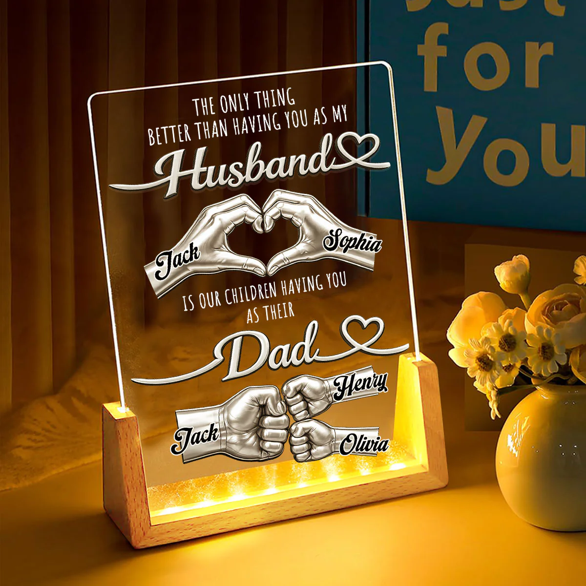 Best Husband Best Dad - Personalized Custom Night Light - Image 2