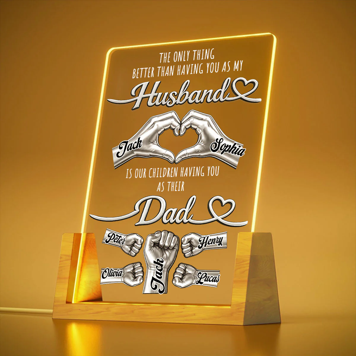 Best Husband Best Dad - Personalized Custom Night Light - Image 3
