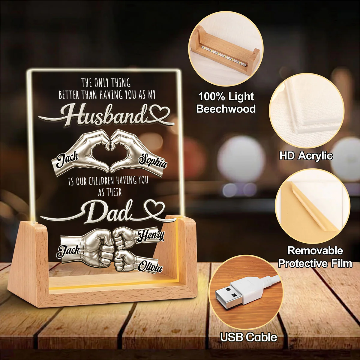 Best Husband Best Dad - Personalized Custom Night Light - Image 5