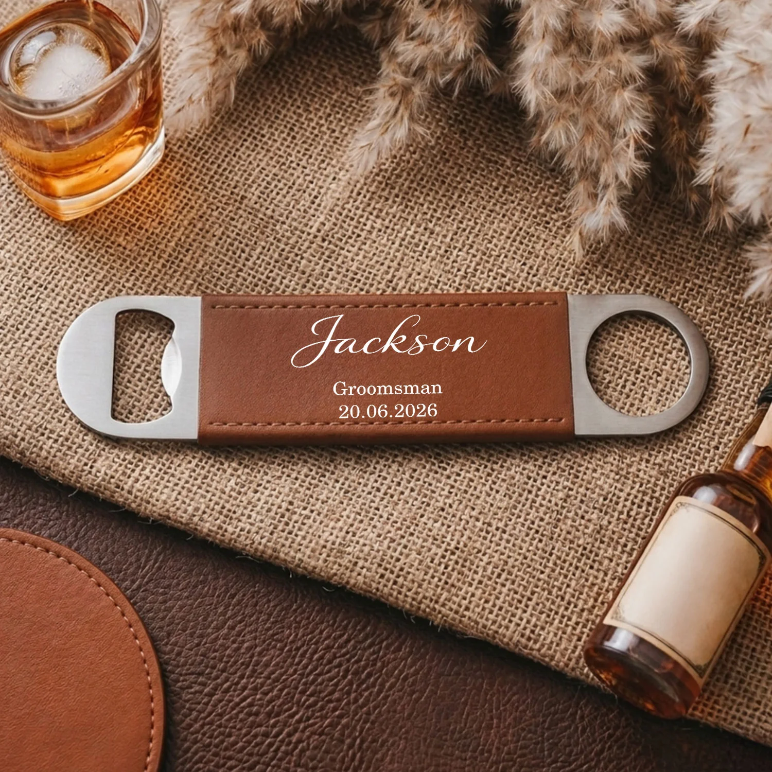 Best Man - Personalized Custom Leather Bottle Opener