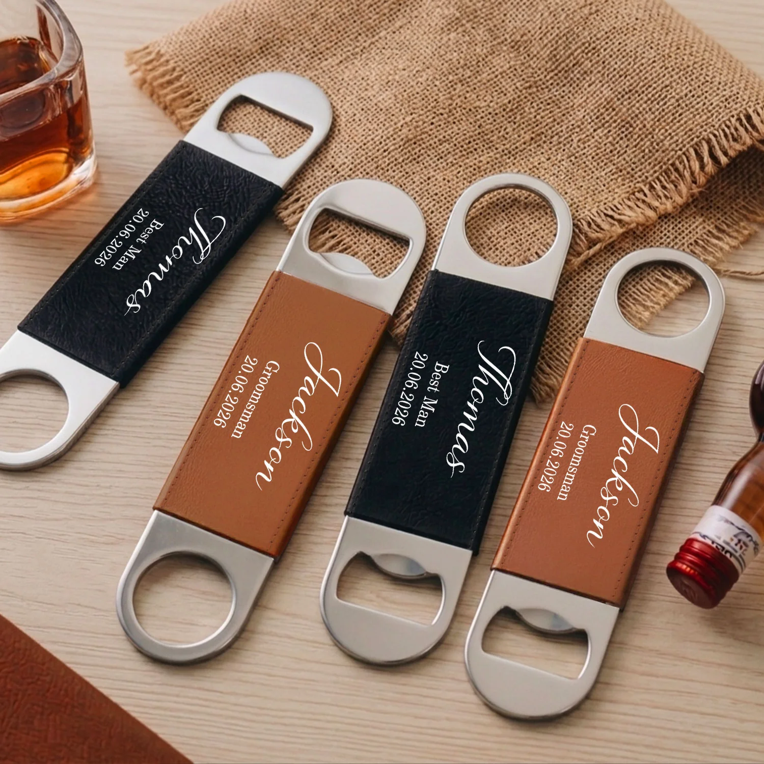 Best Man - Personalized Custom Leather Bottle Opener - Image 3