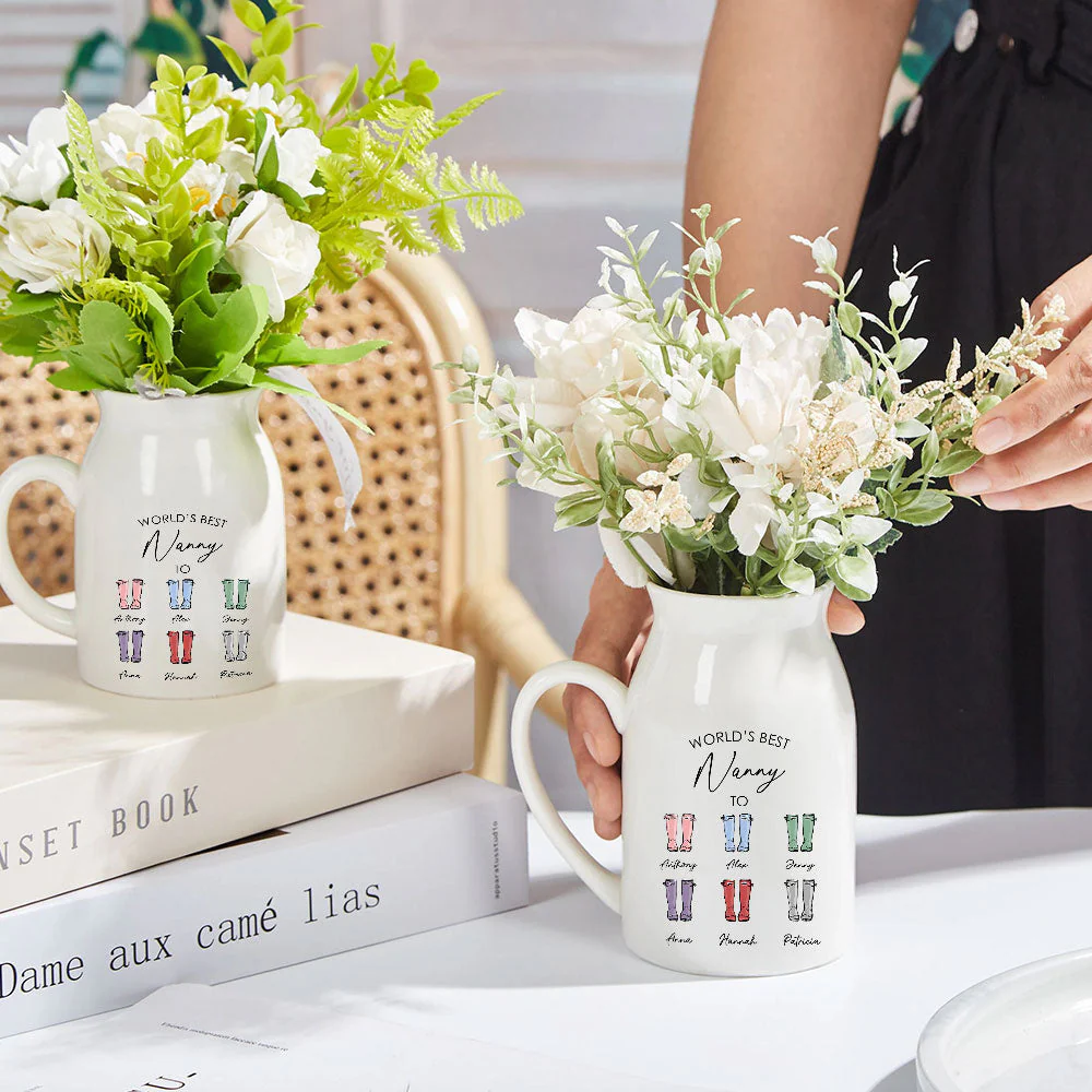 Best Nanny In The World - Personalized Custom Home Decor Flower Vase - Image 5