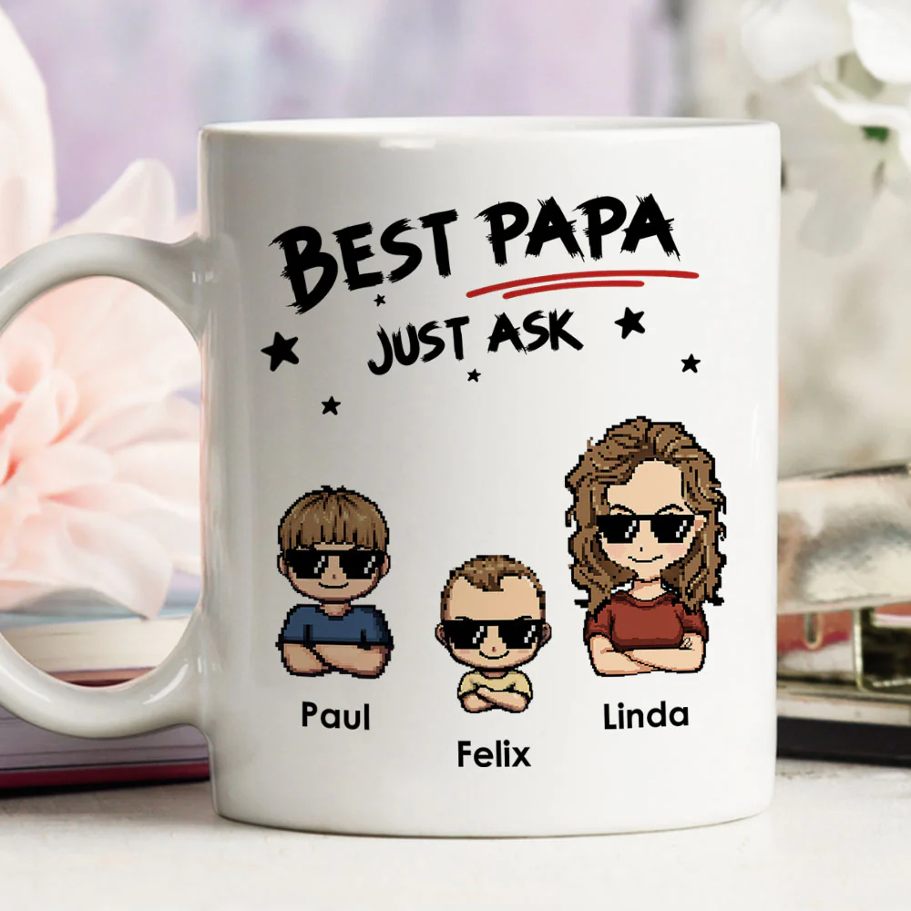 Best Papa Just Ask - Personalized Custom Coffee Mug - Image 3