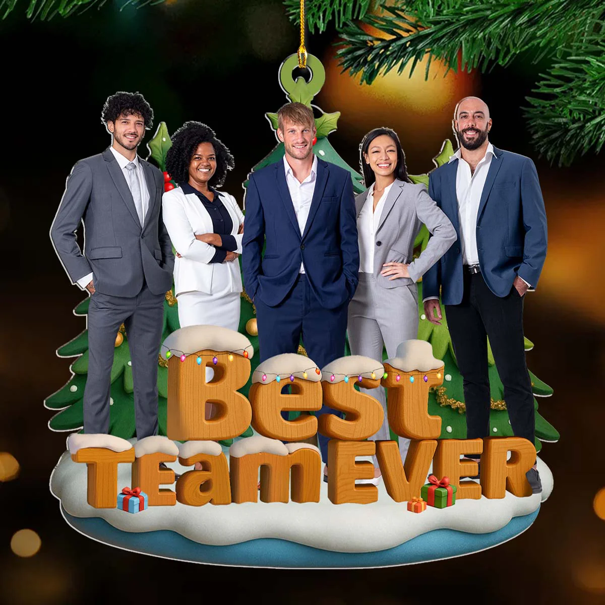 Best Team Ever Photo - Personalized Custom 3D Effect Acrylic Ornament - Image 4