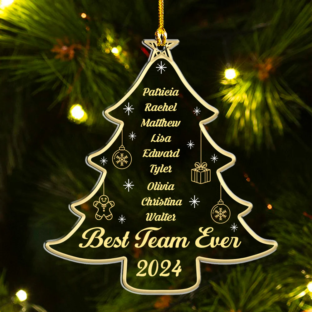 Best Team Ever Tree - Personalized Custom Acrylic Ornament - Image 2