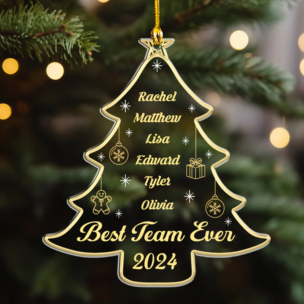 Best Team Ever Tree - Personalized Custom Acrylic Ornament - Image 3
