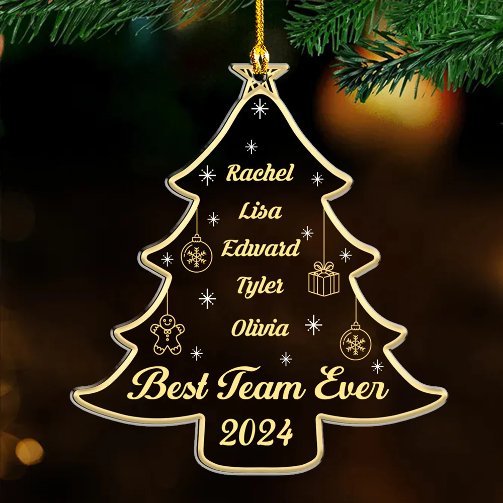 Best Team Ever Tree - Personalized Custom Acrylic Ornament - Image 4