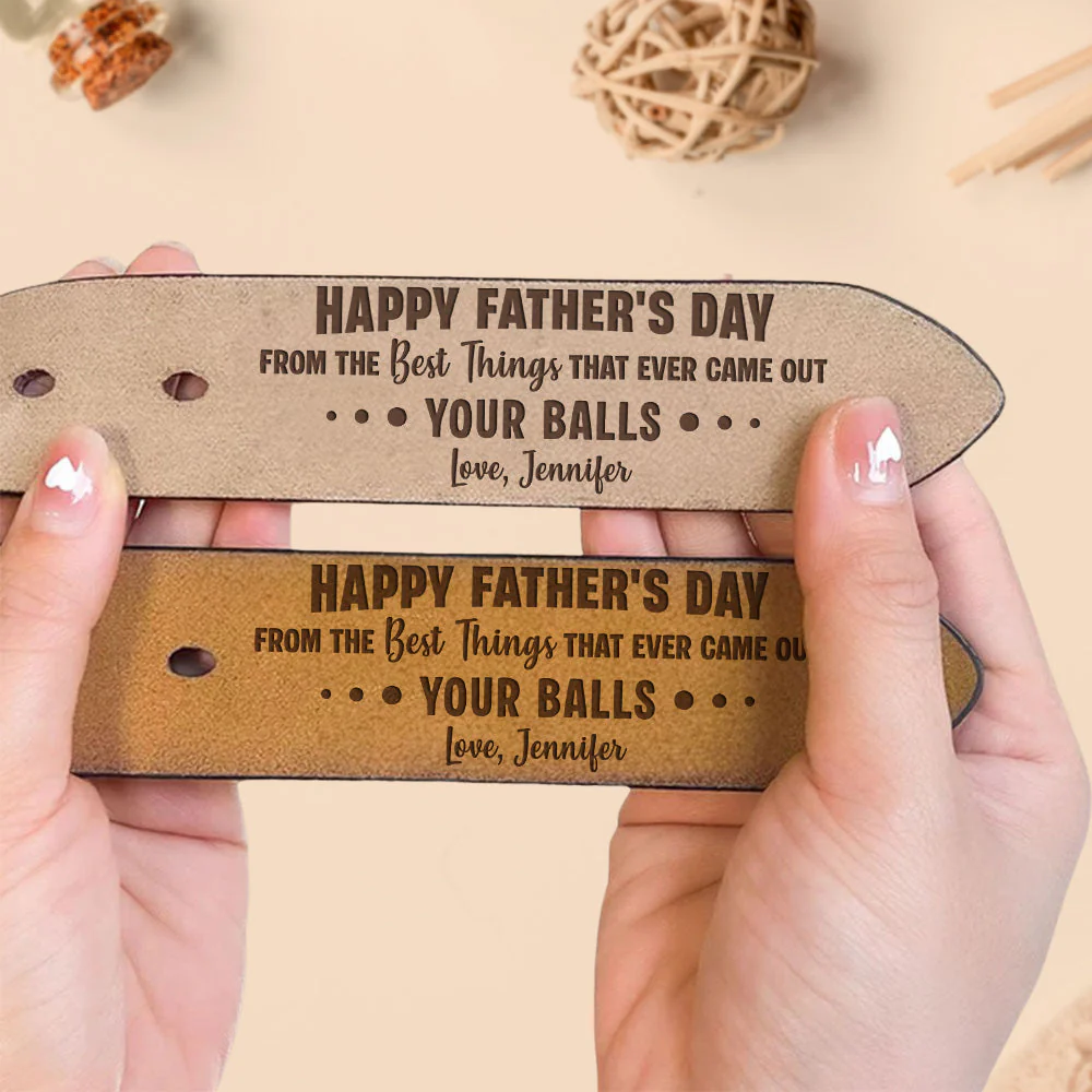 Best Thing From your Balls - Personalized Engraved Leather Belt - Image 4